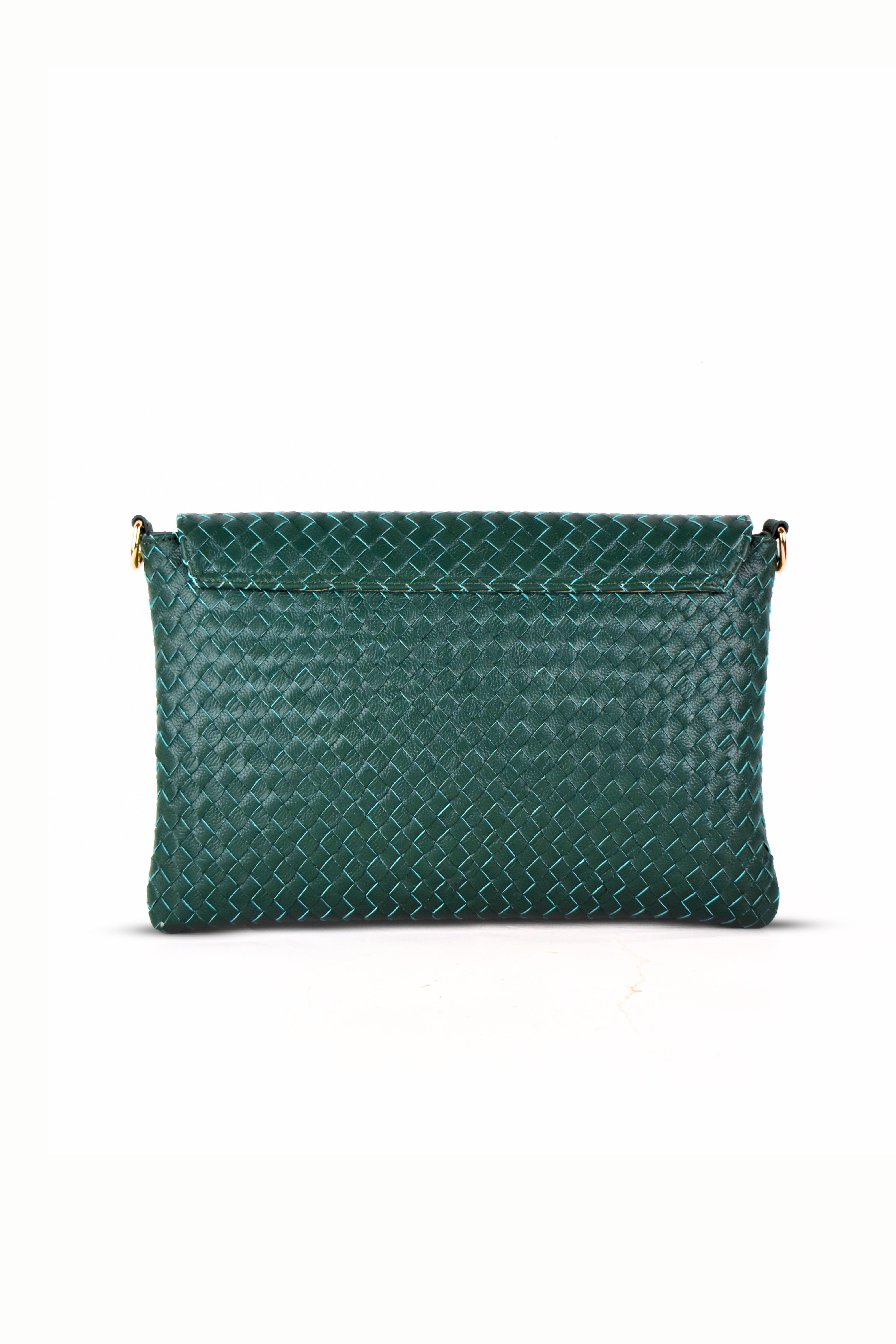 Woven Leather Handheld Crossbody Bag