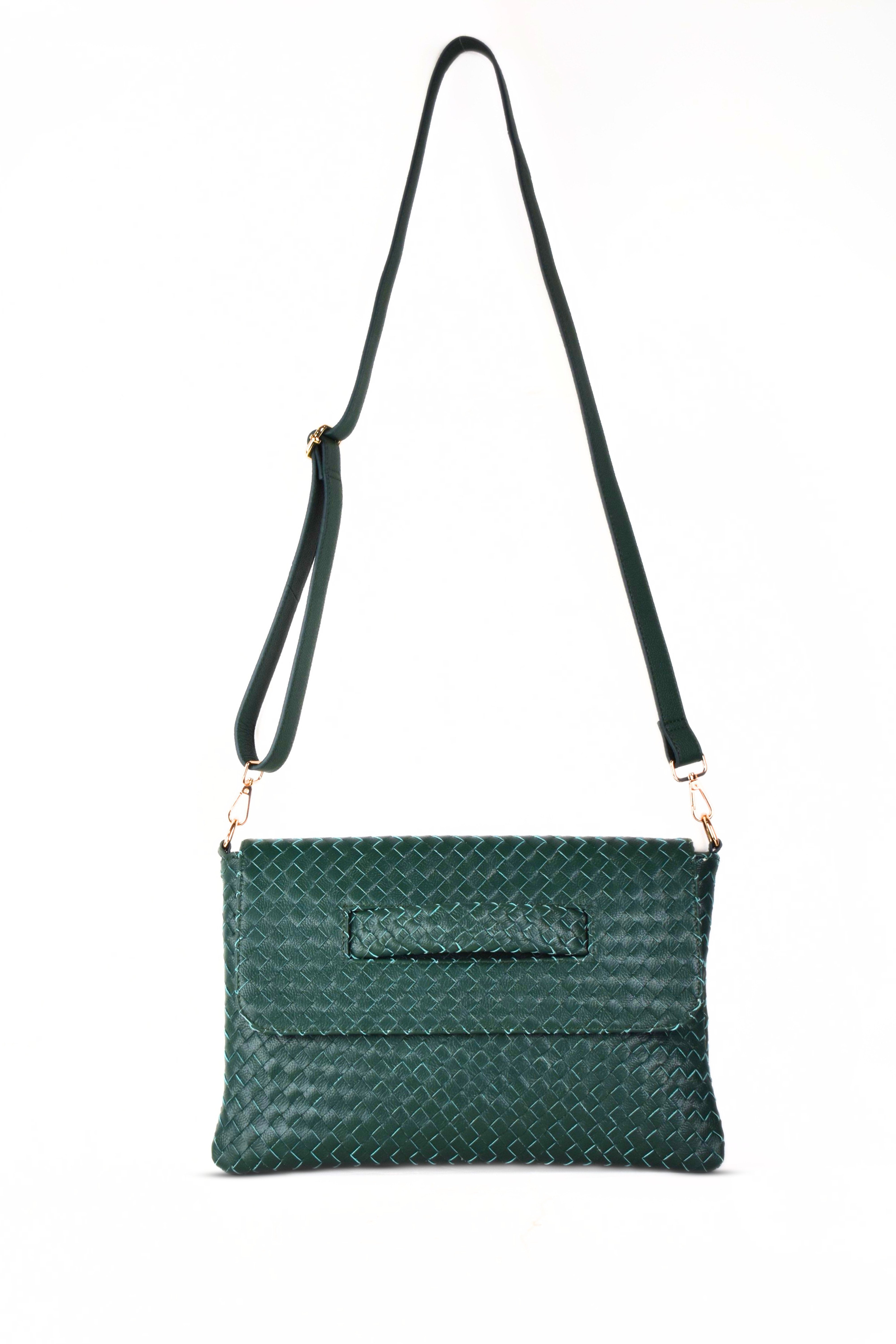Woven Leather Handheld Crossbody Bag