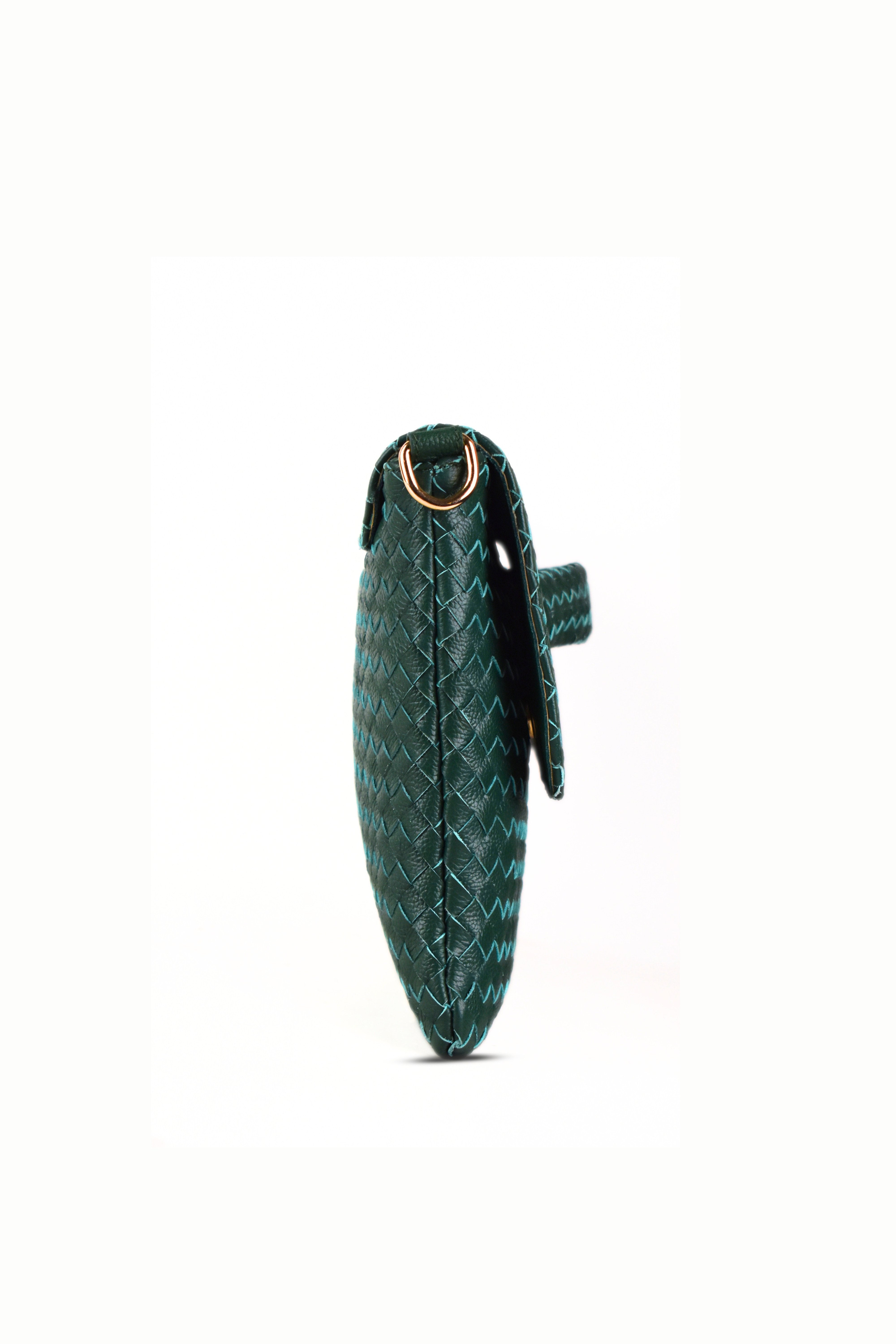 Woven Leather Handheld Crossbody Bag