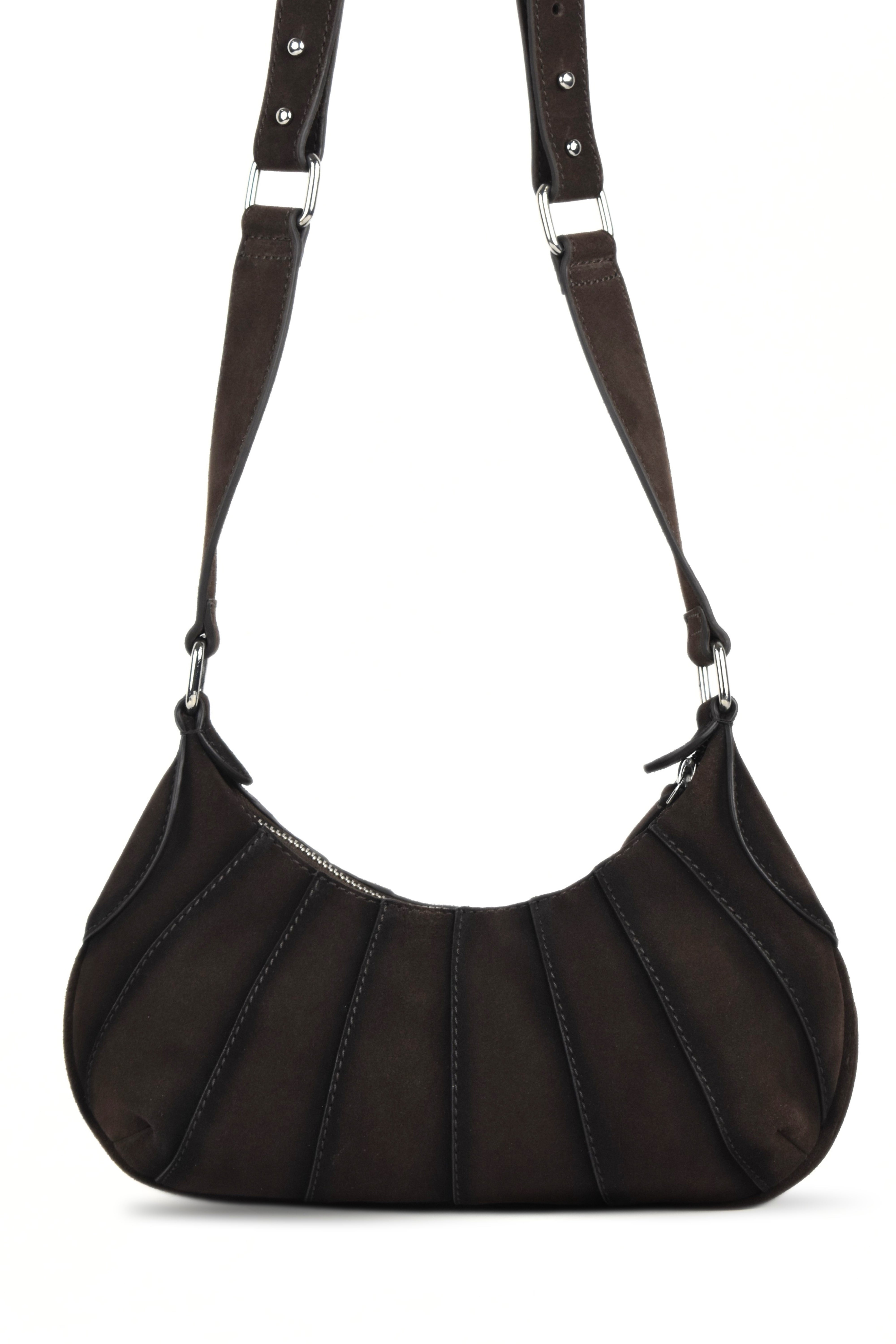 Aurelle Pleat Suede Shoulder Bag