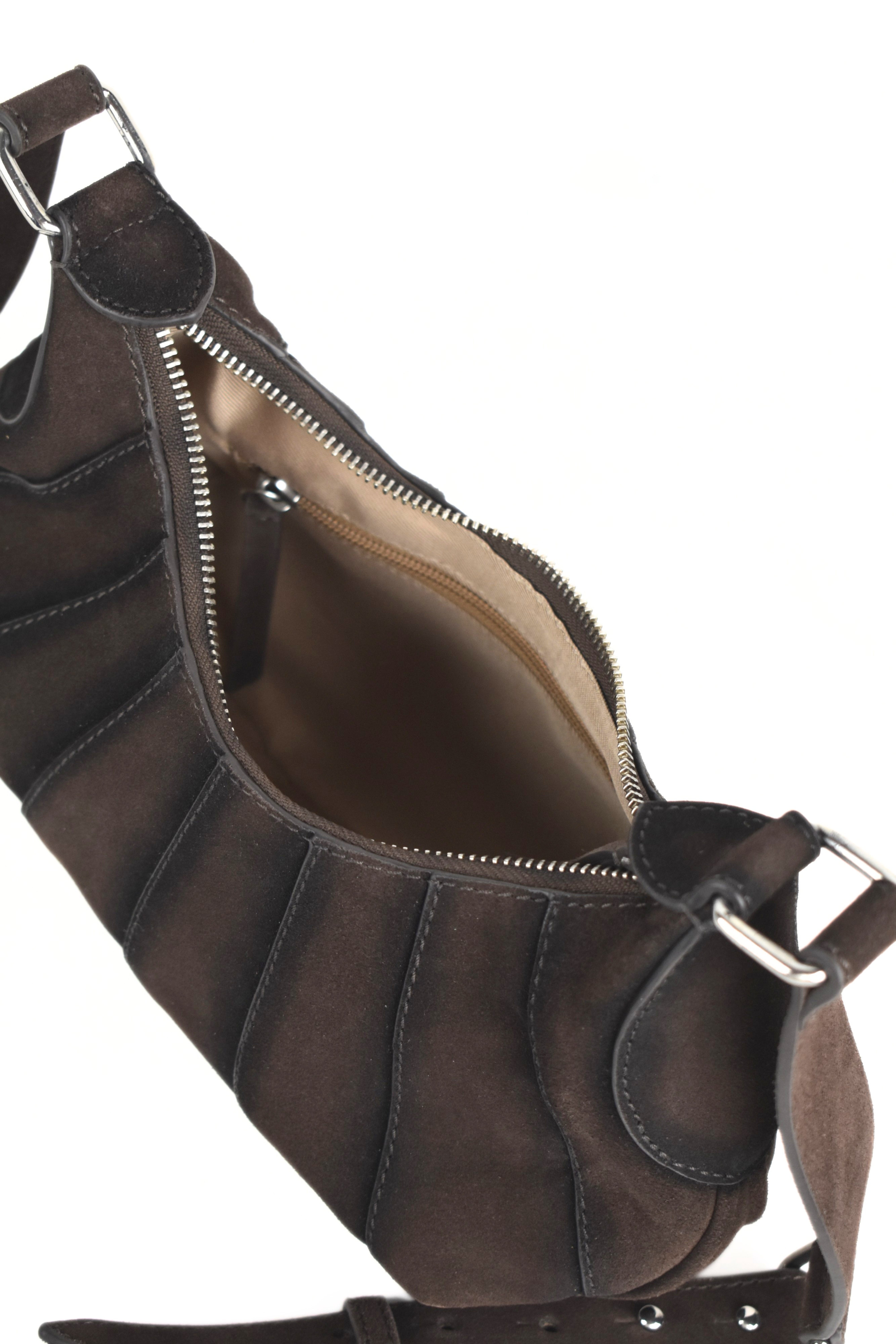 Aurelle Pleat Suede Shoulder Bag