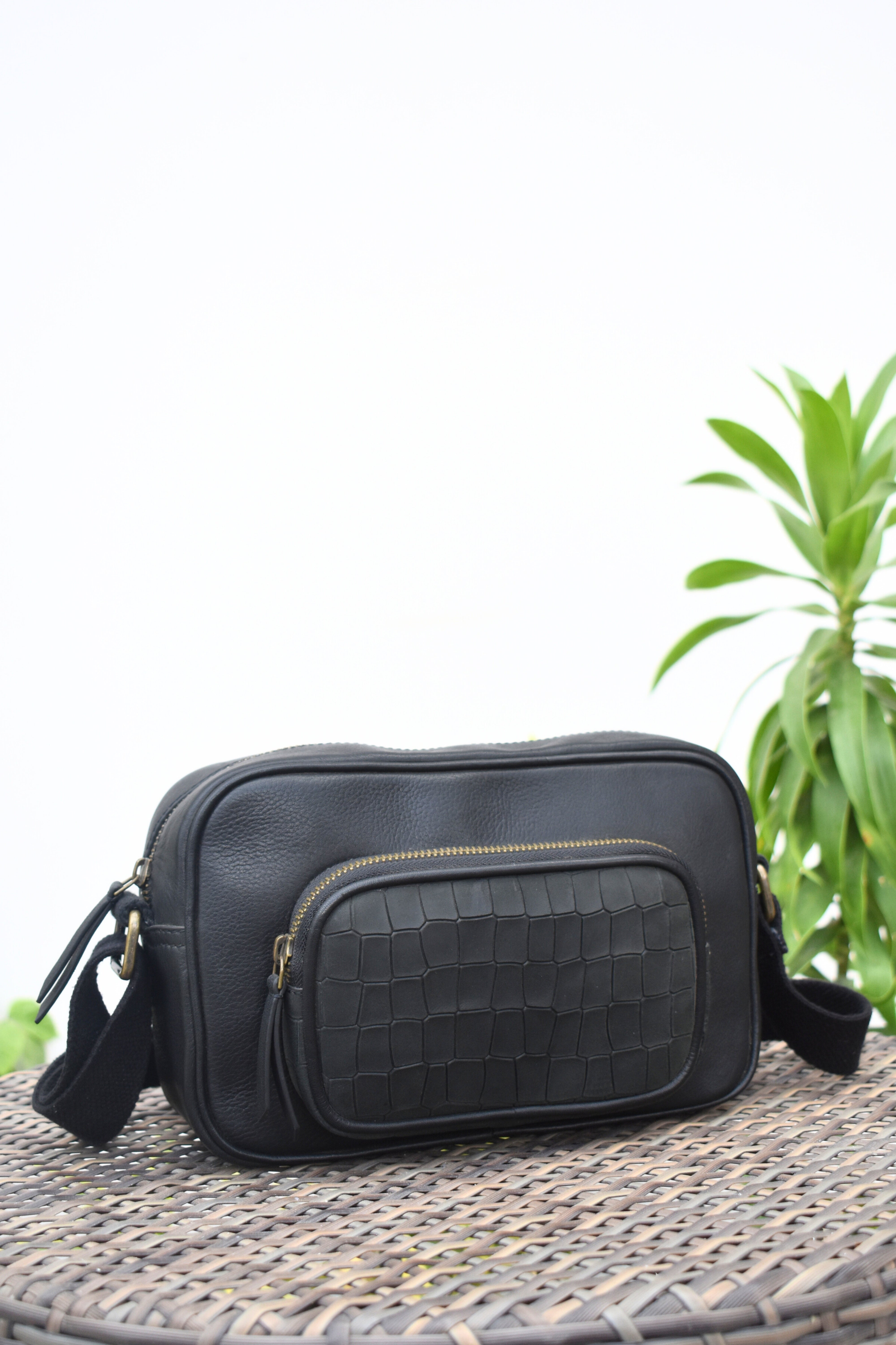 The Noir Grid Crossbody