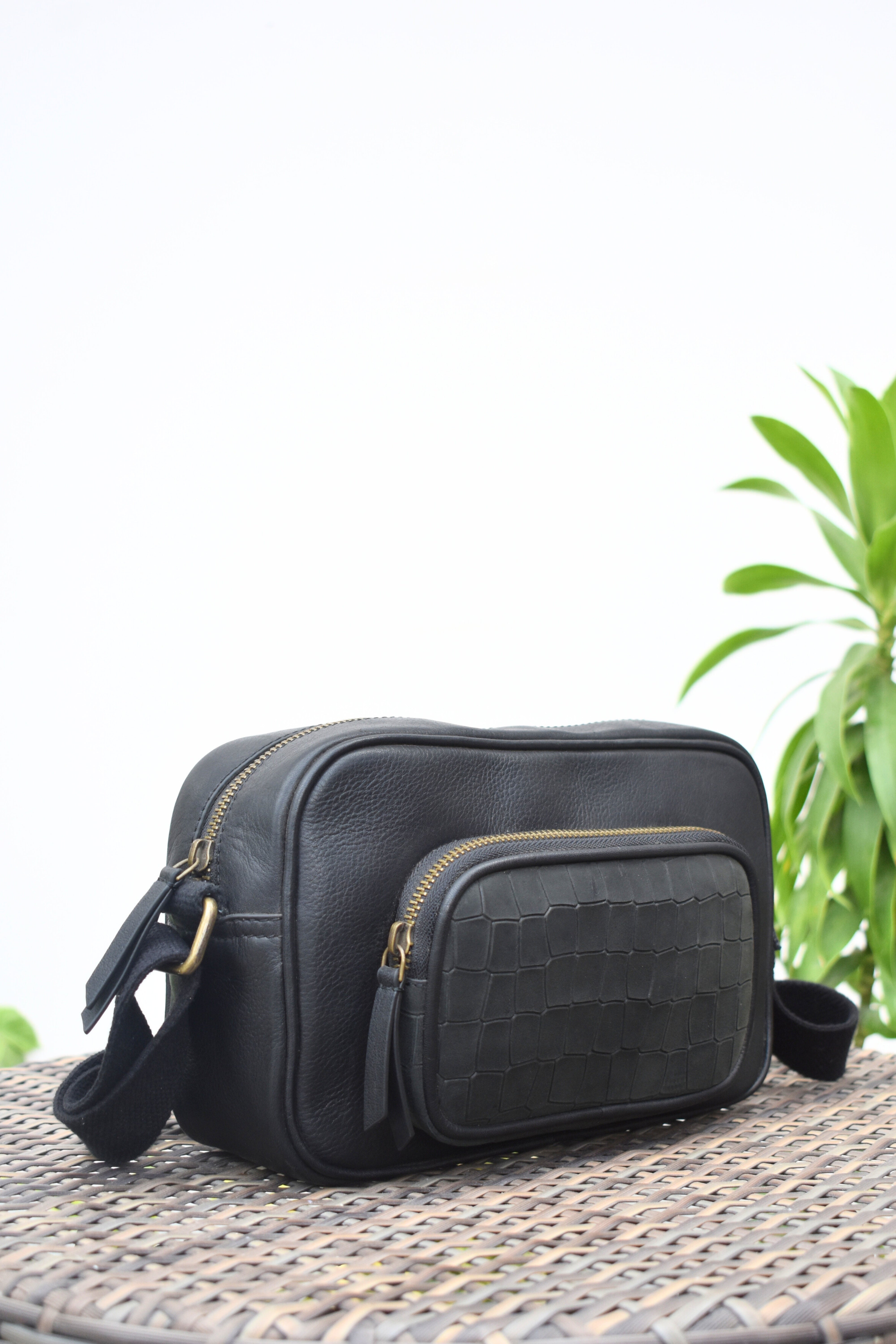 The Noir Grid Crossbody