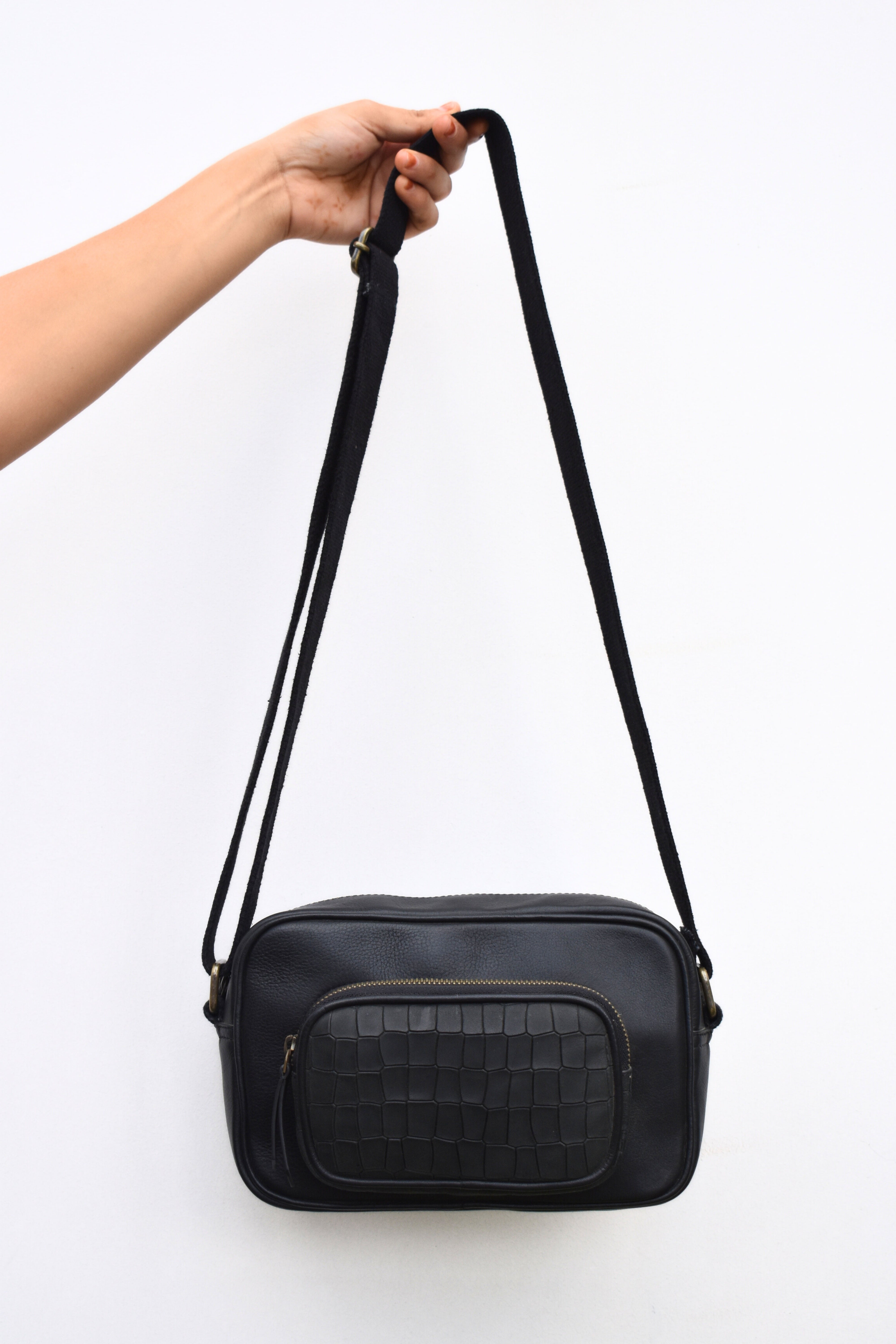 The Noir Grid Crossbody
