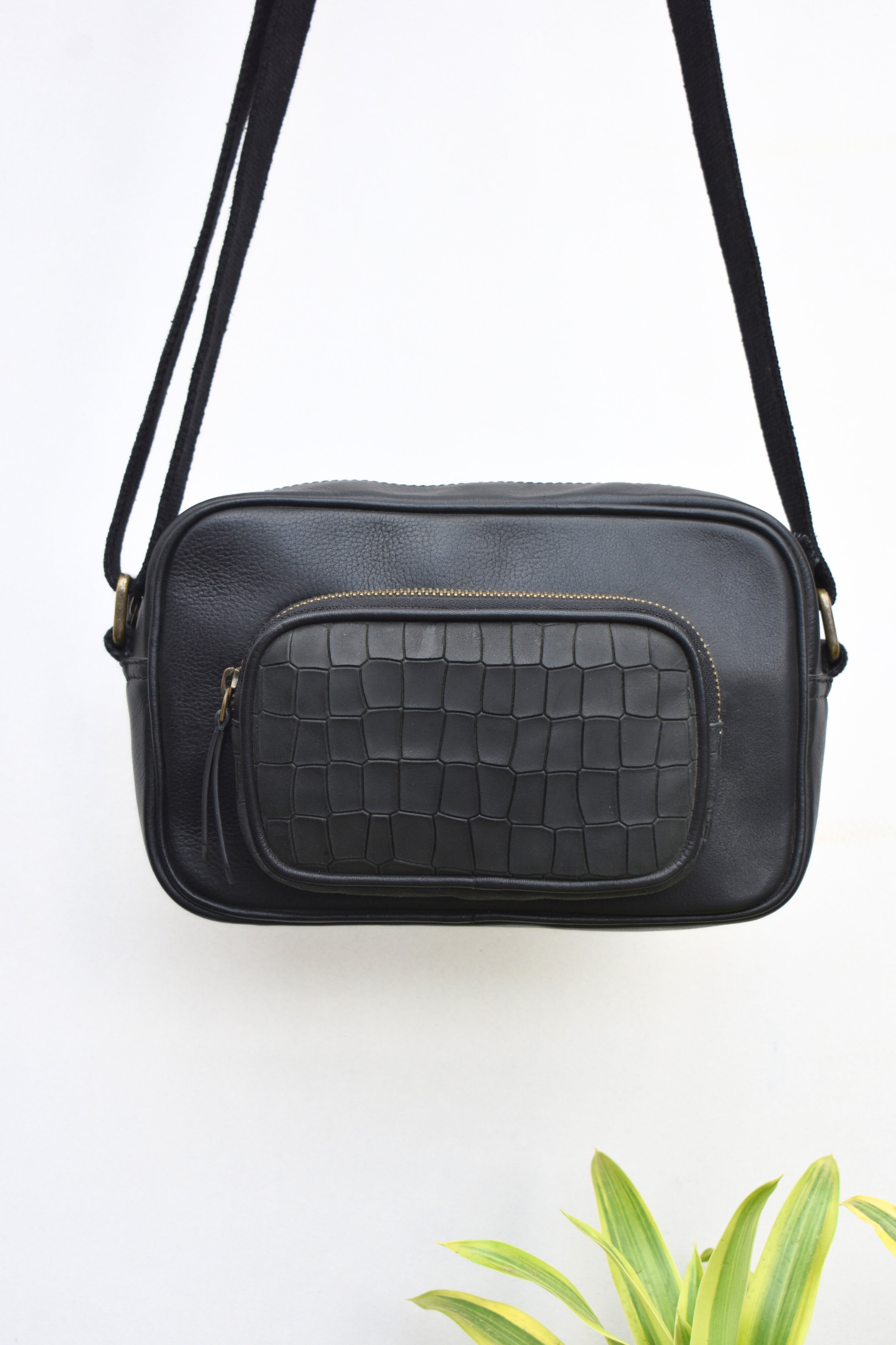 The Noir Grid Crossbody