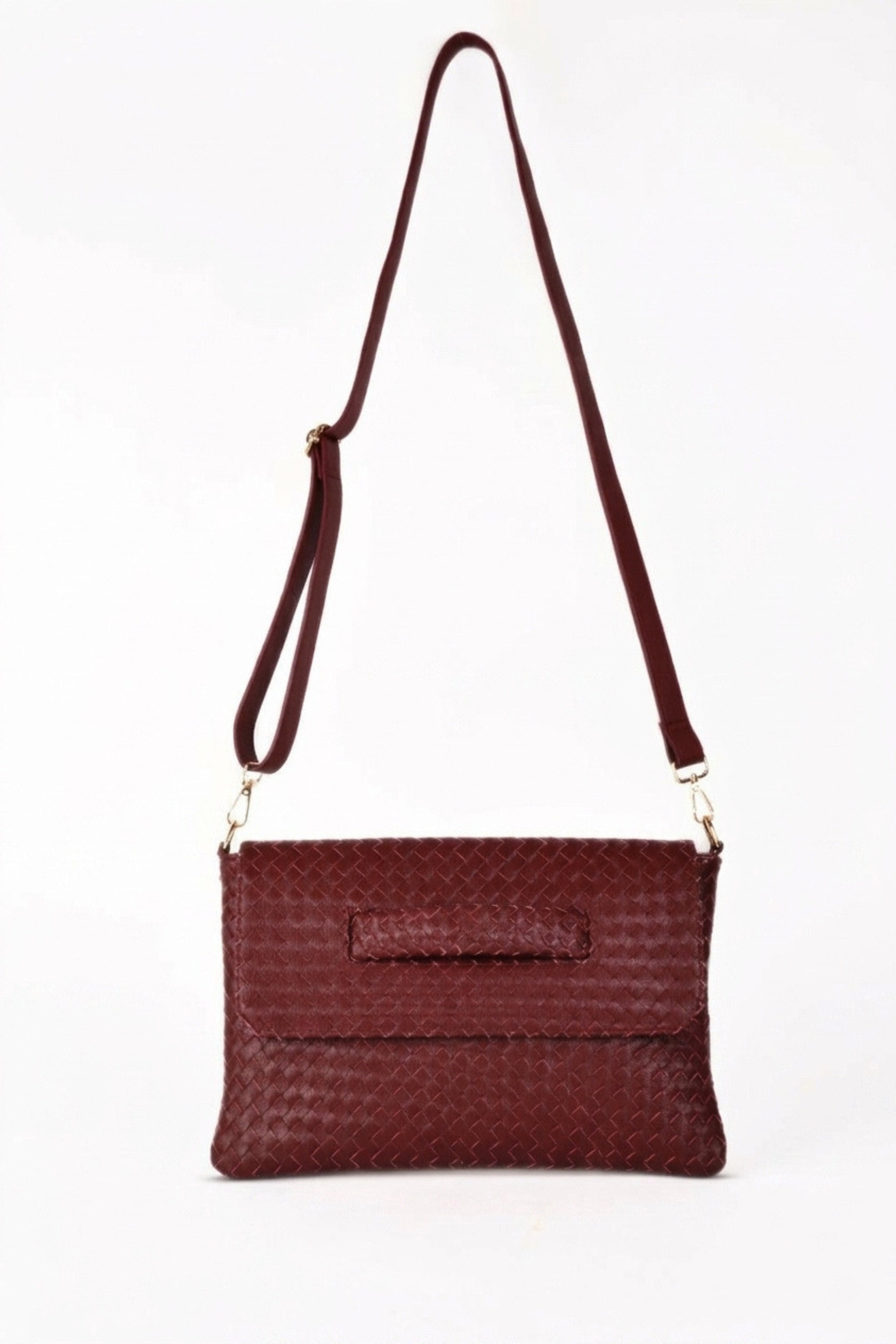 Woven Leather Handheld Crossbody Bag