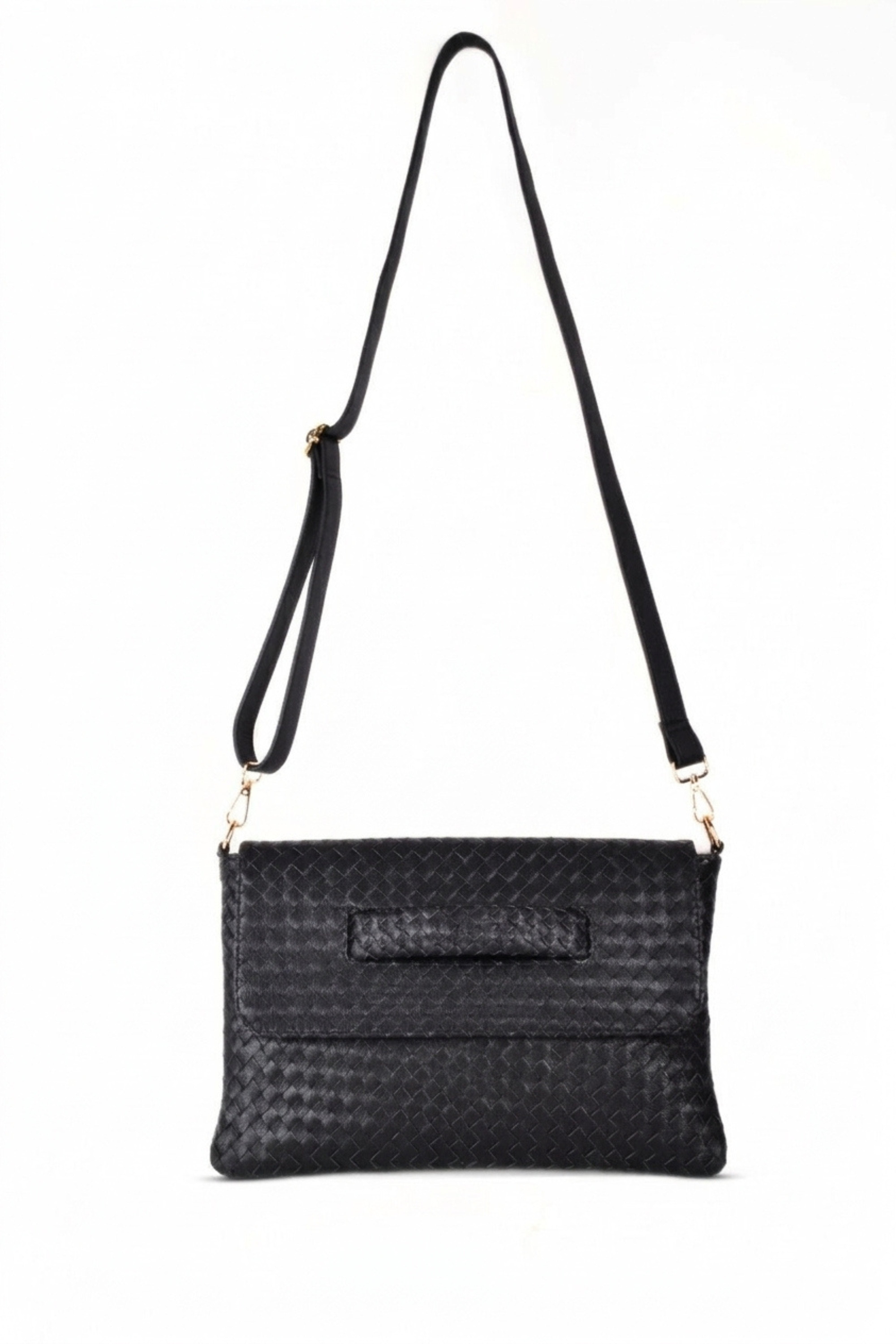 Woven Leather Handheld Crossbody Bag