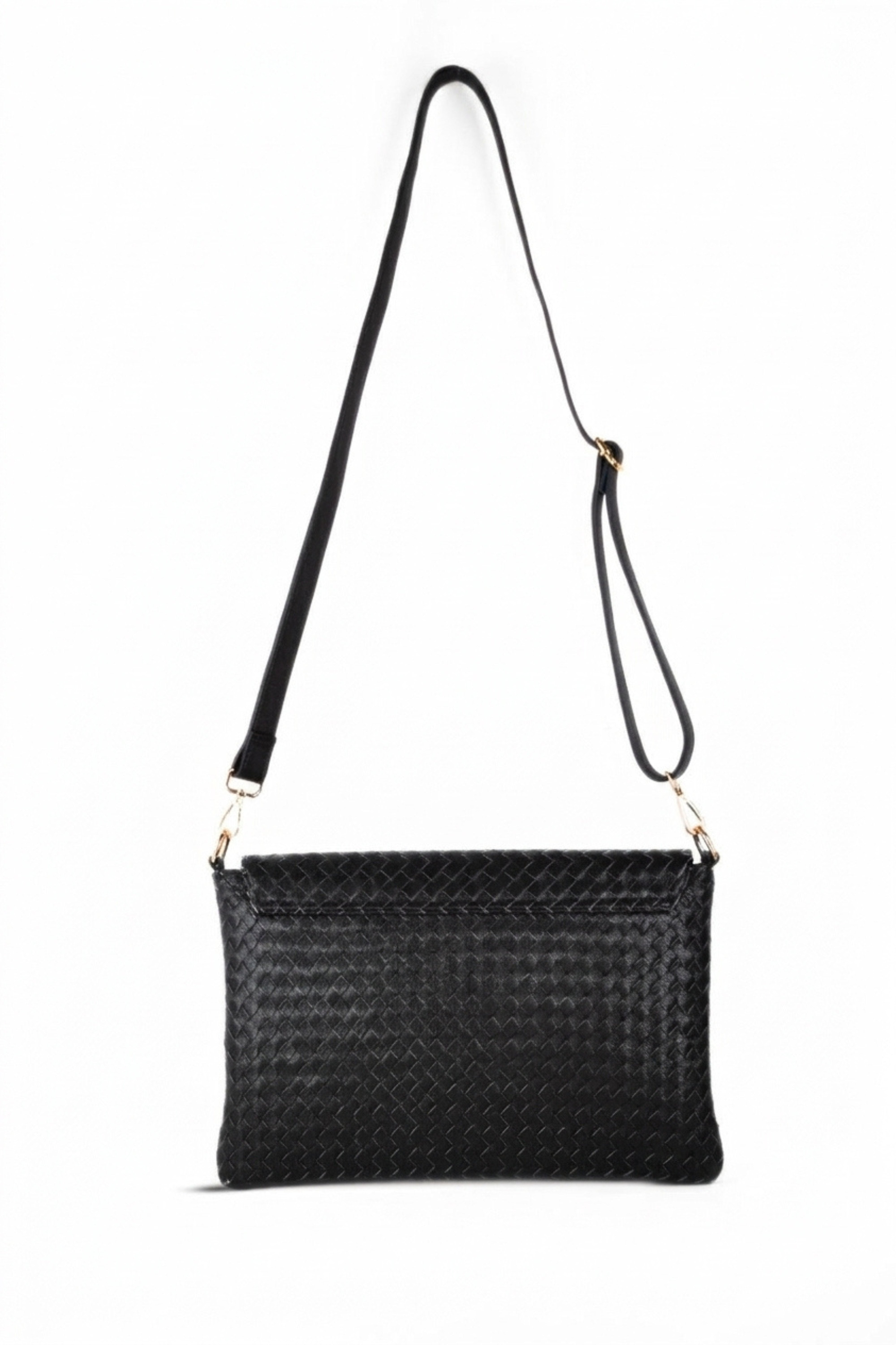 Woven Leather Handheld Crossbody Bag
