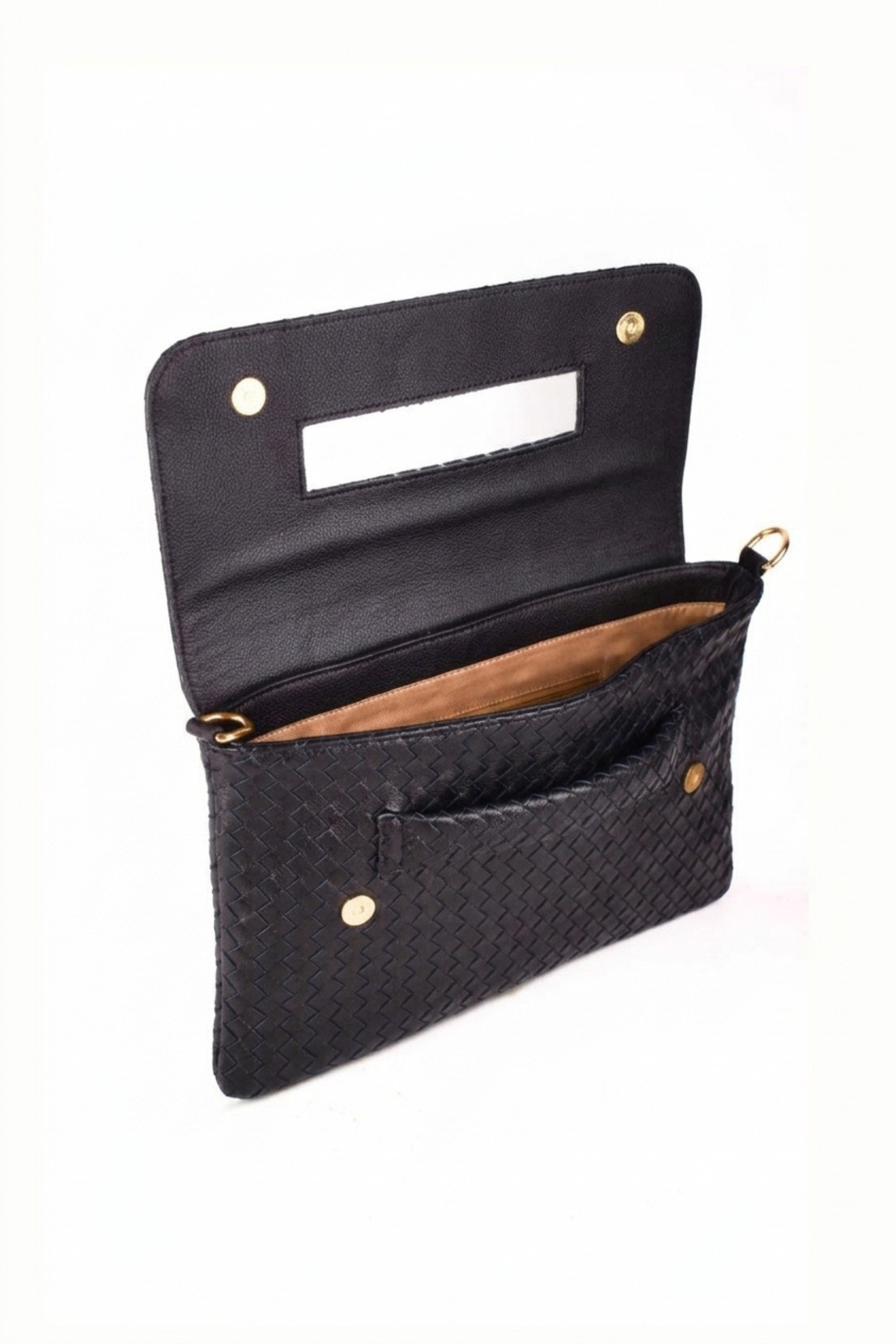 Woven Leather Handheld Crossbody Bag