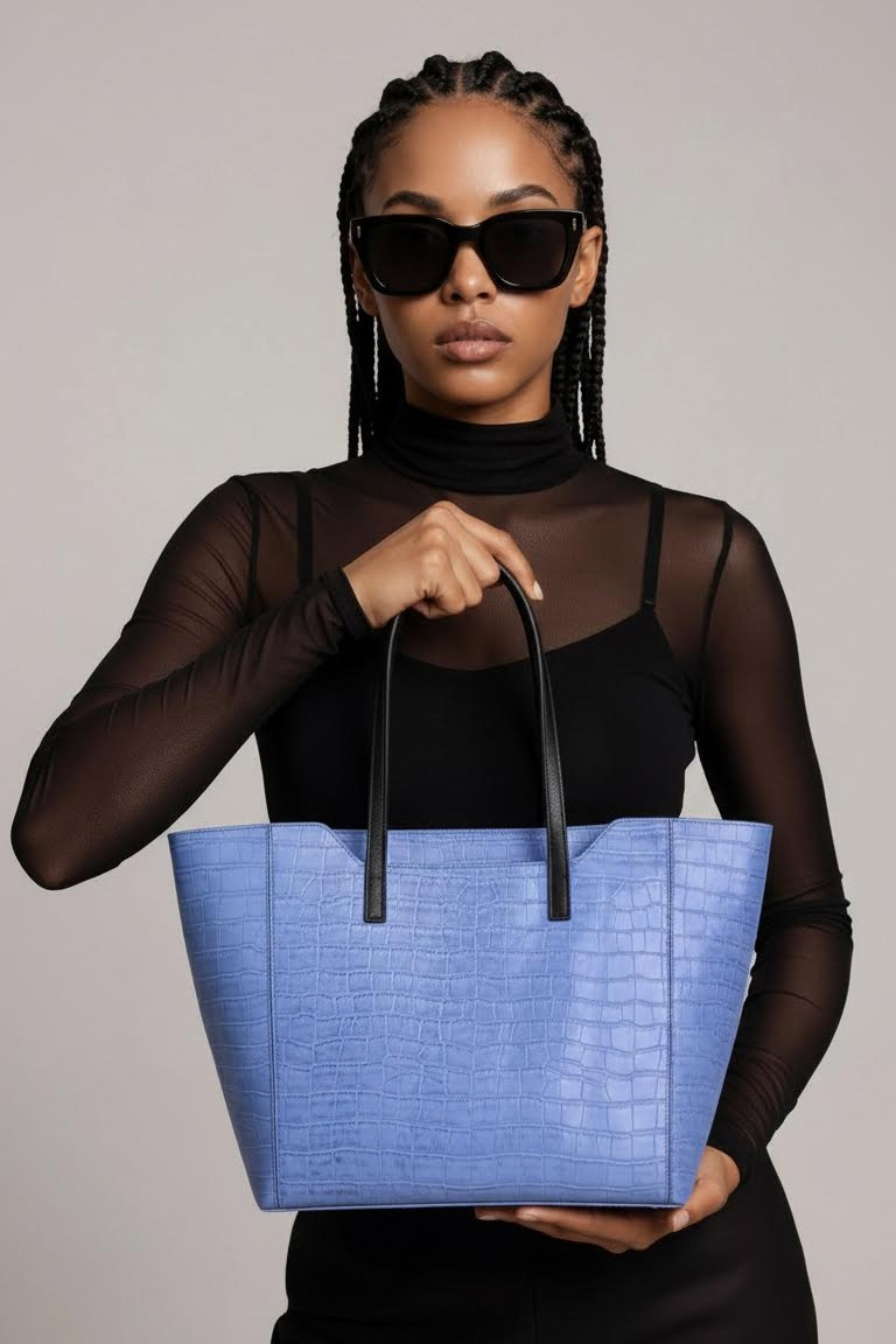 Azure Croco Luxe Tote