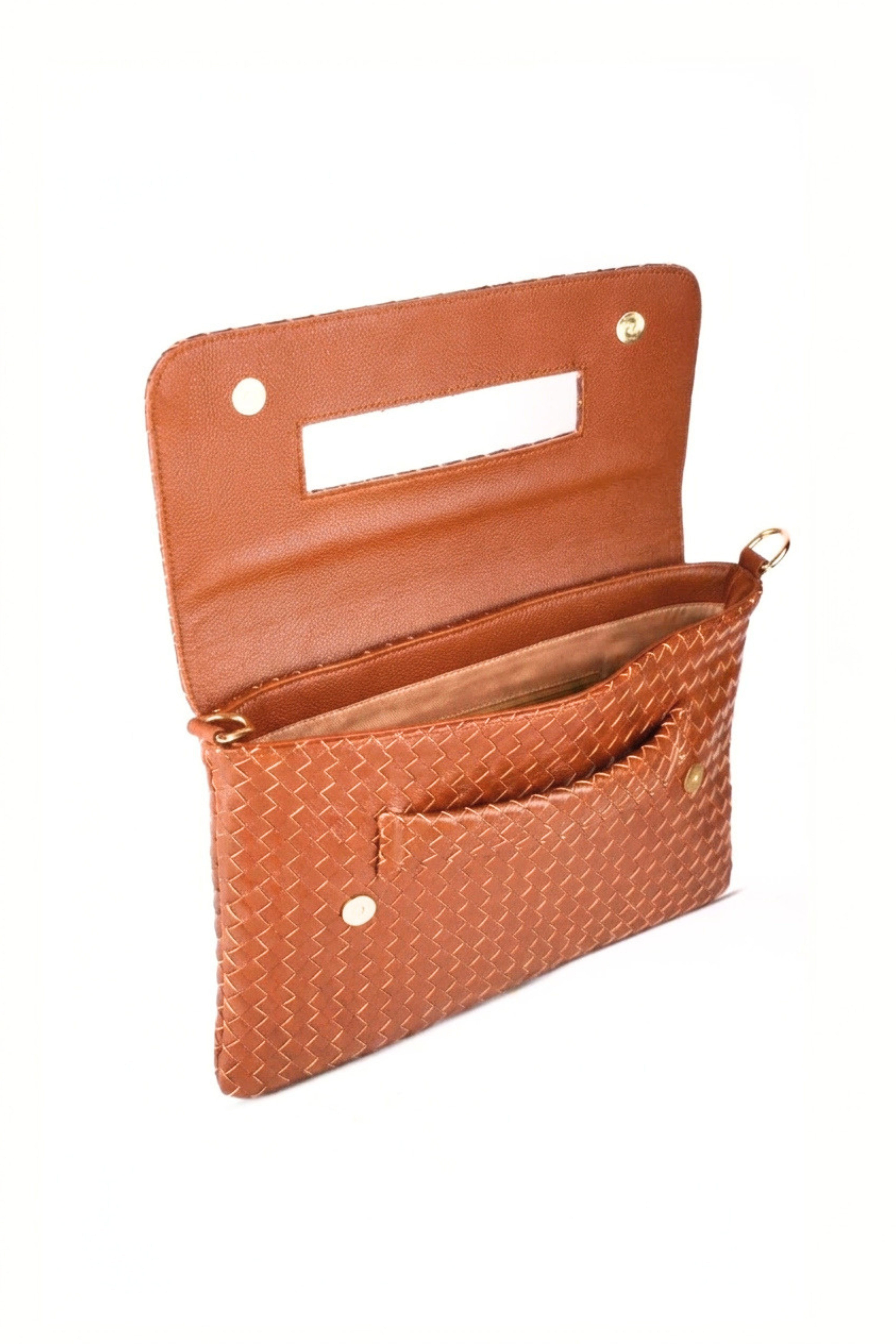 Woven Leather Handheld Crossbody Bag
