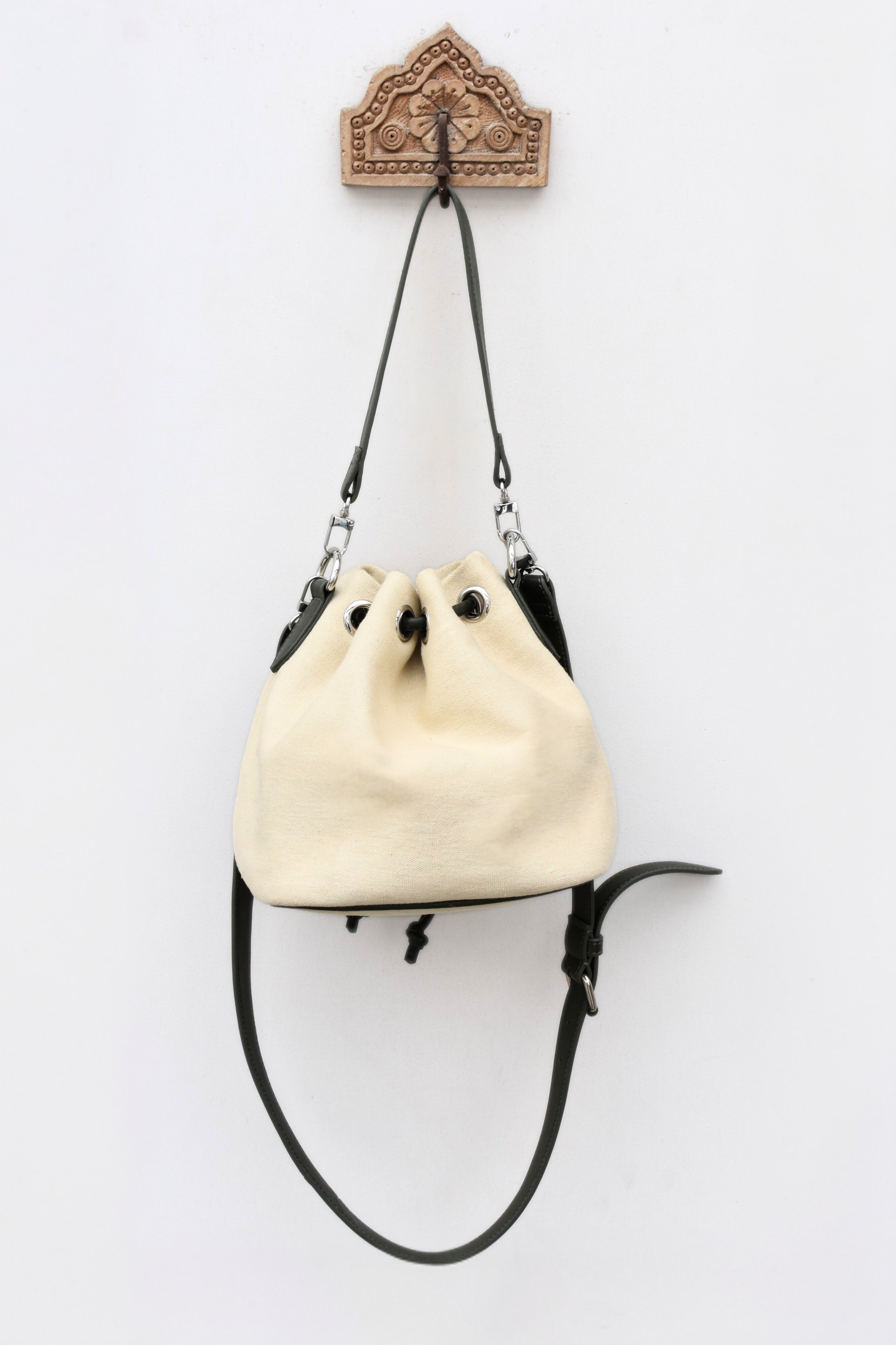 Drawstring Leather Handbag