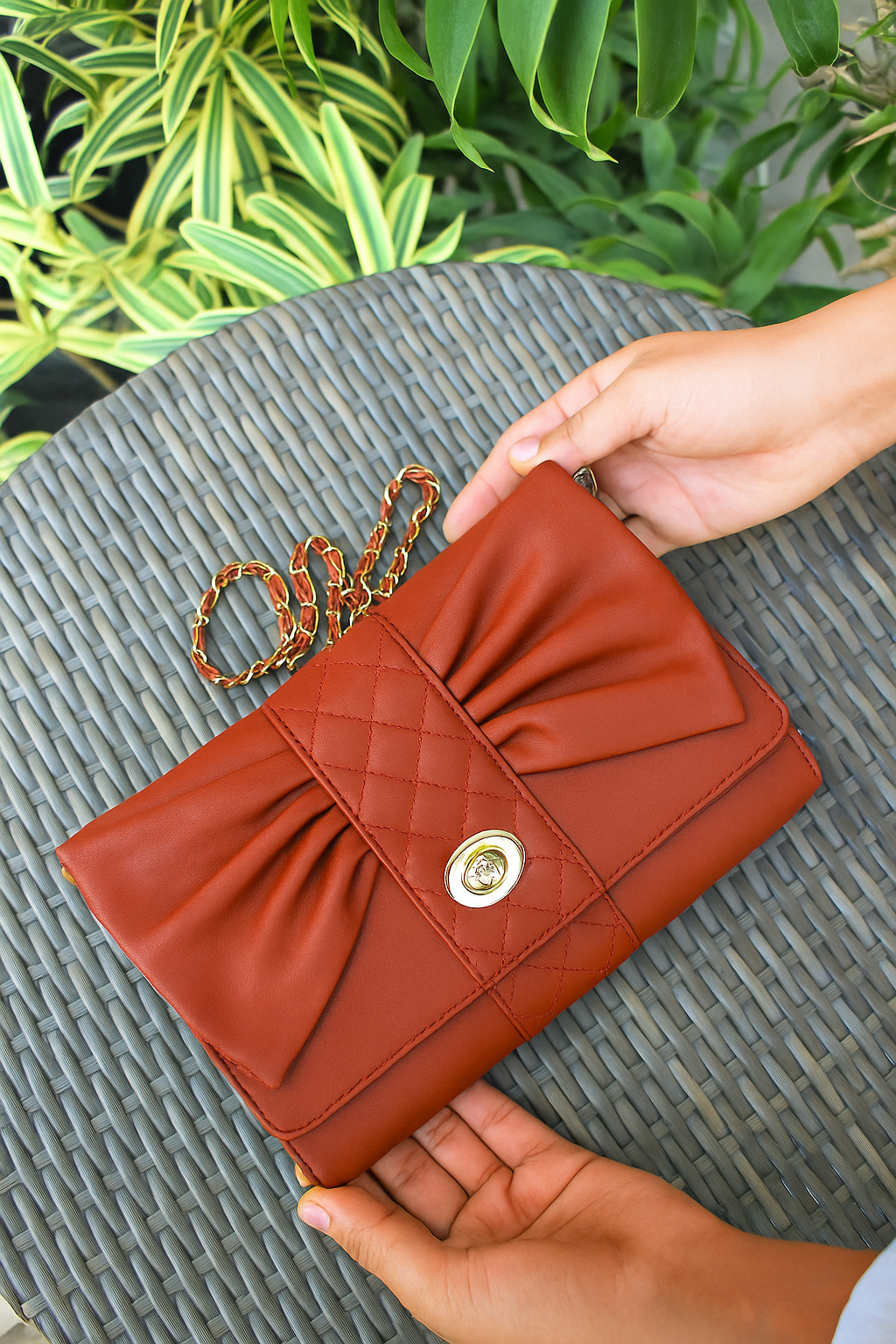 Petal Bow Leather Bag