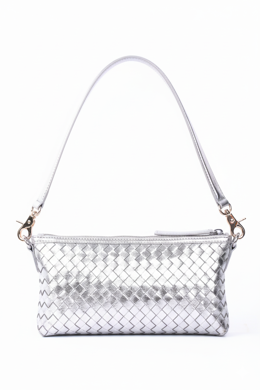 The Astrid Silver Weaved Bag