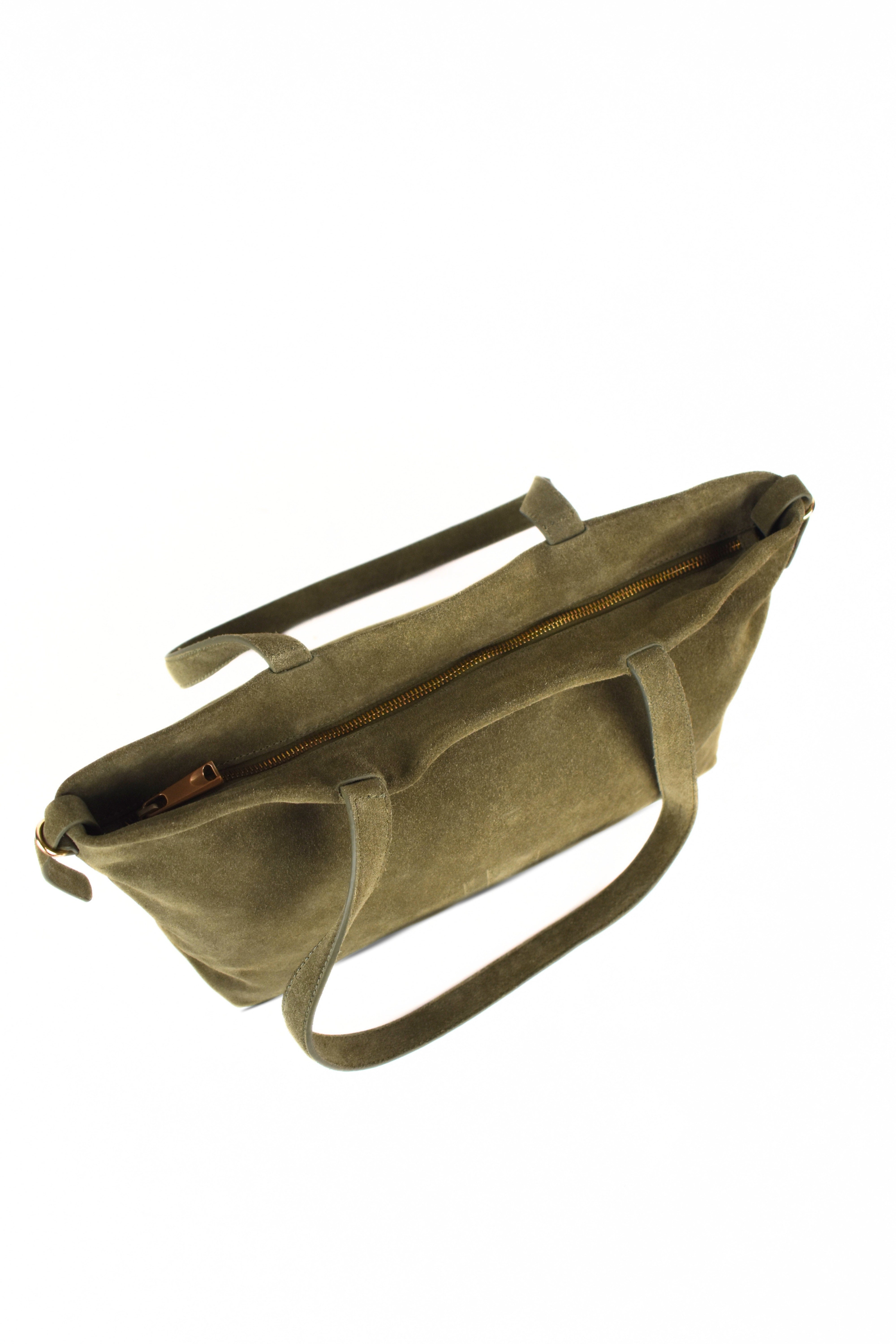 Moss Suede Tote Bag