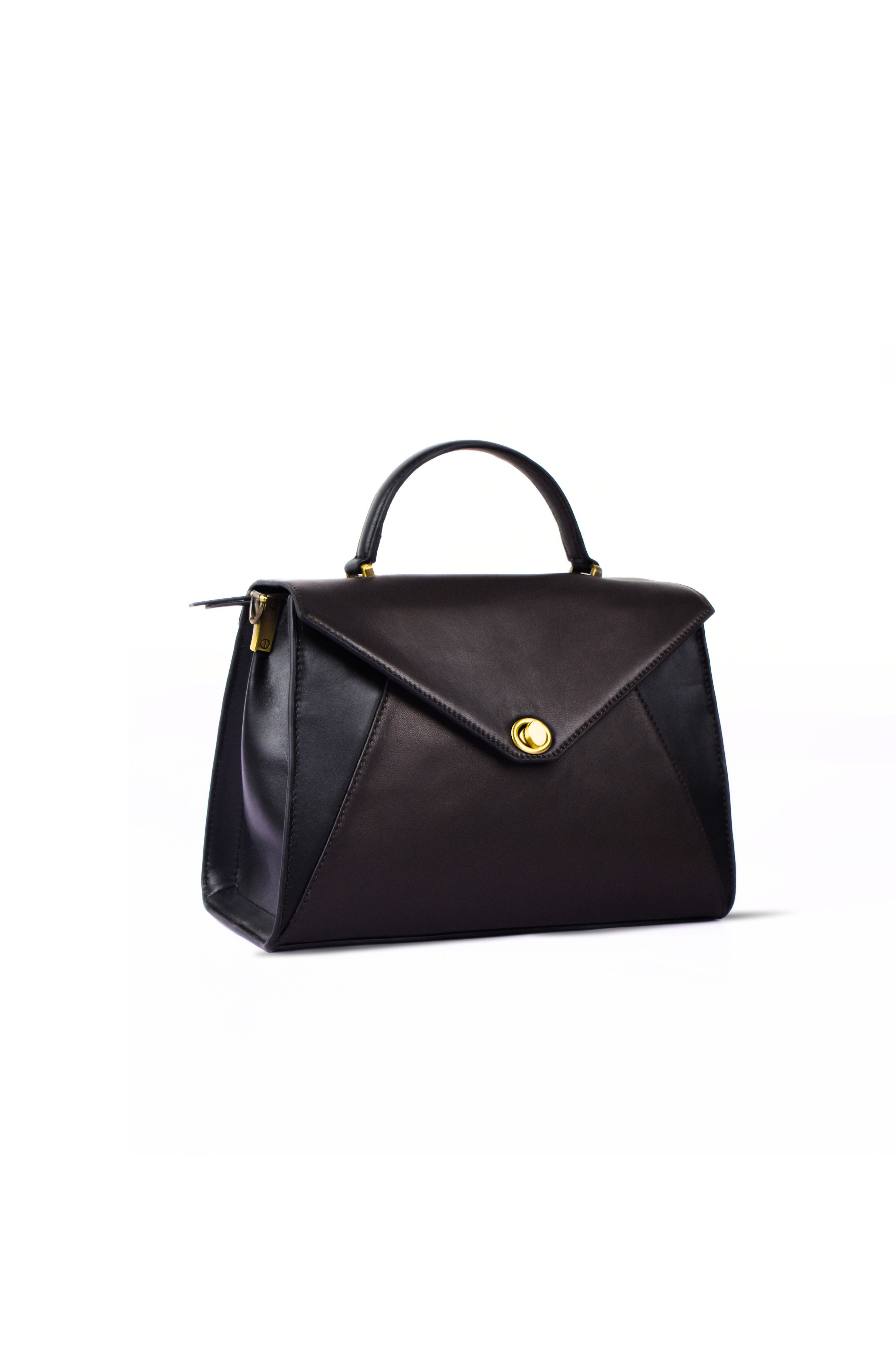 Luna Facet Leather Satchel