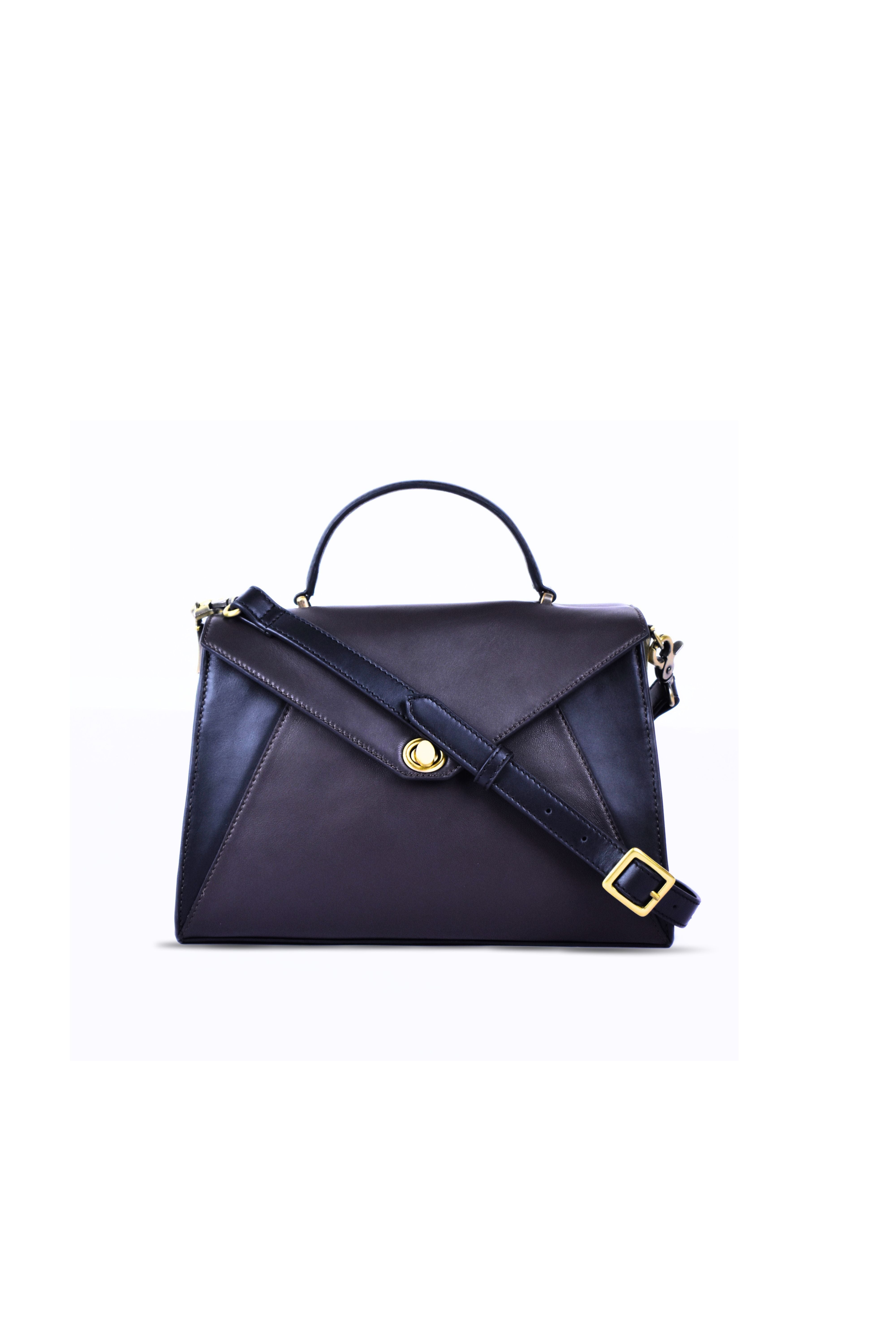 Luna Facet Leather Satchel