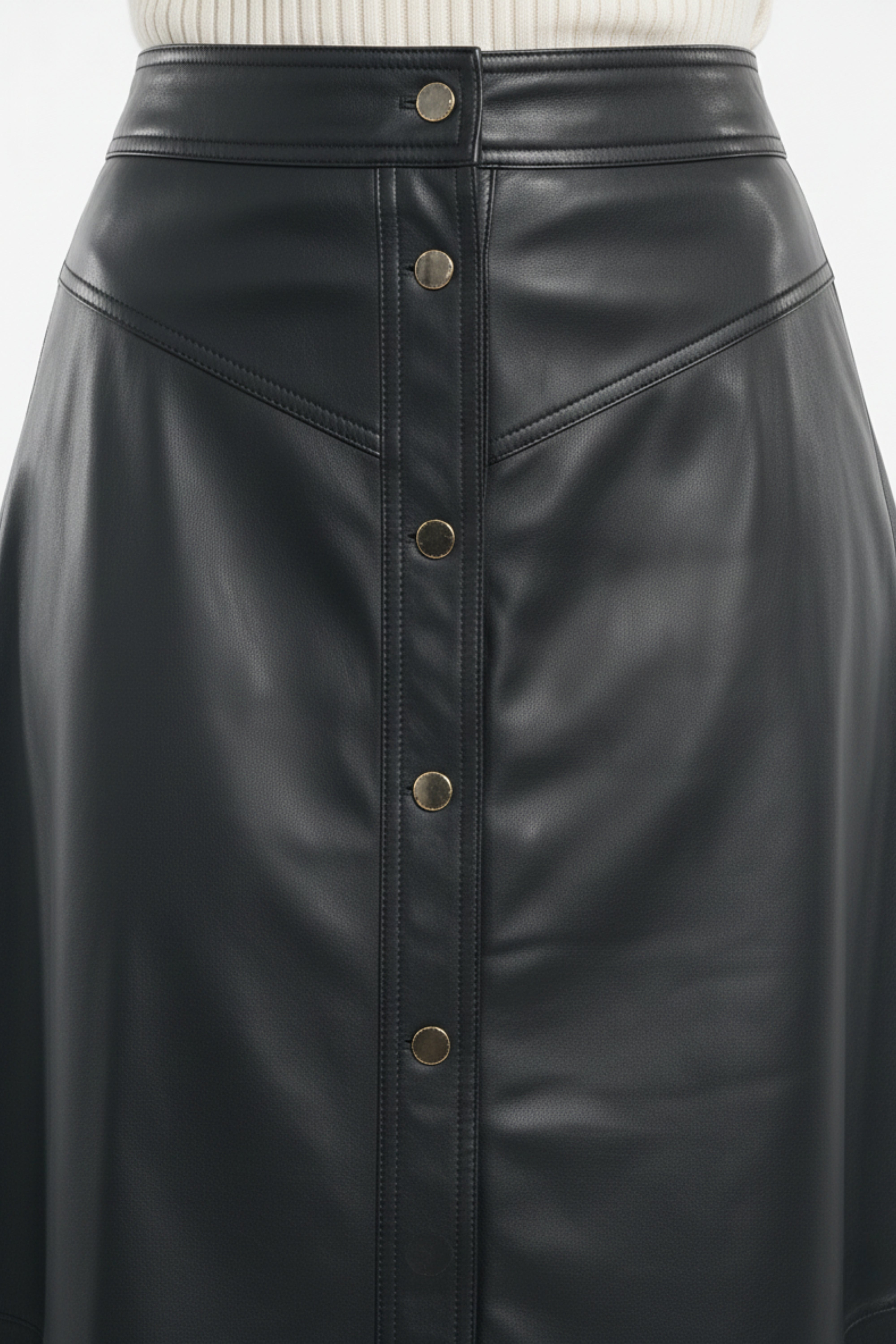 The Vellara Noir A-Line Leather Skirt