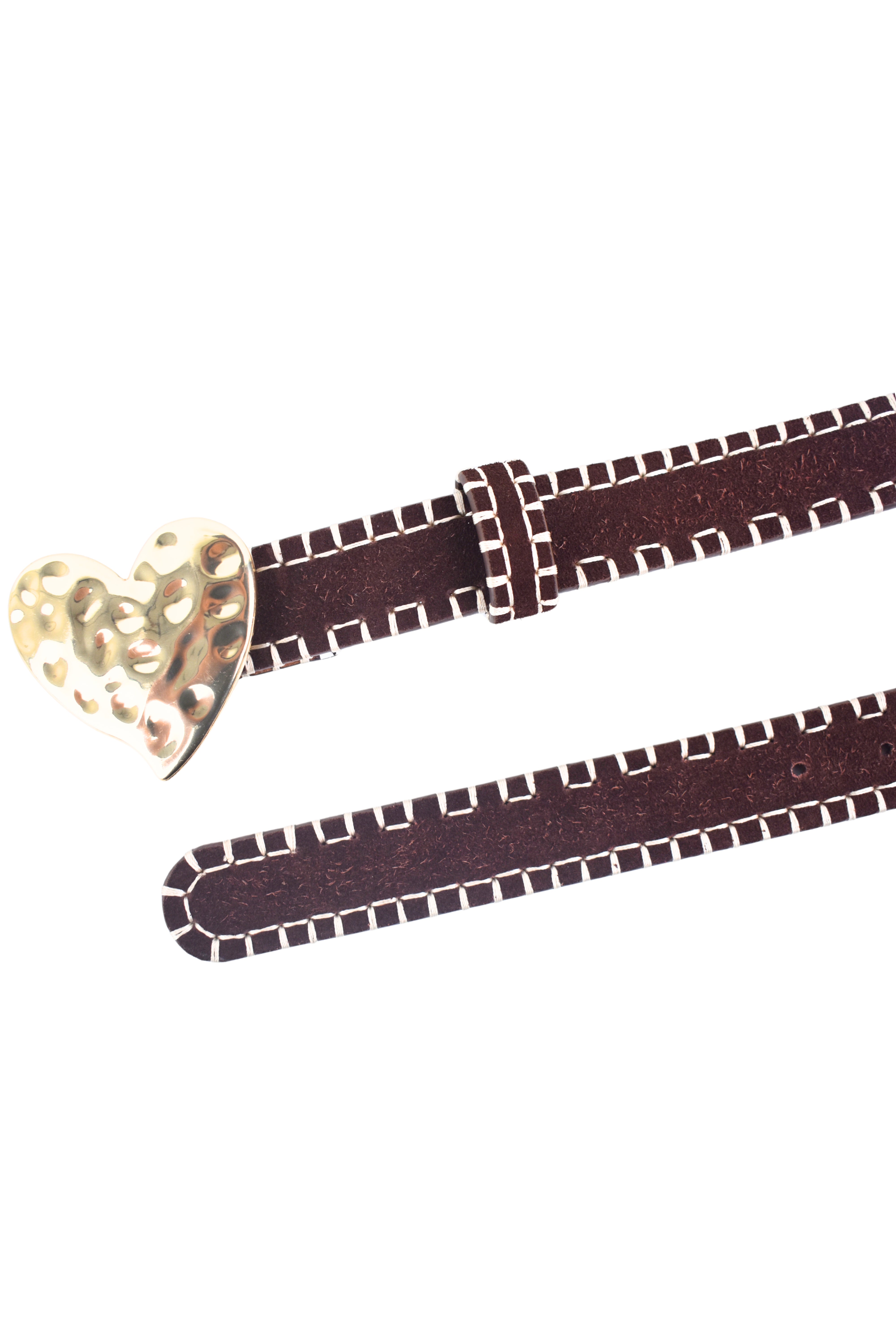 Golden Heart Buckle Suede Belt