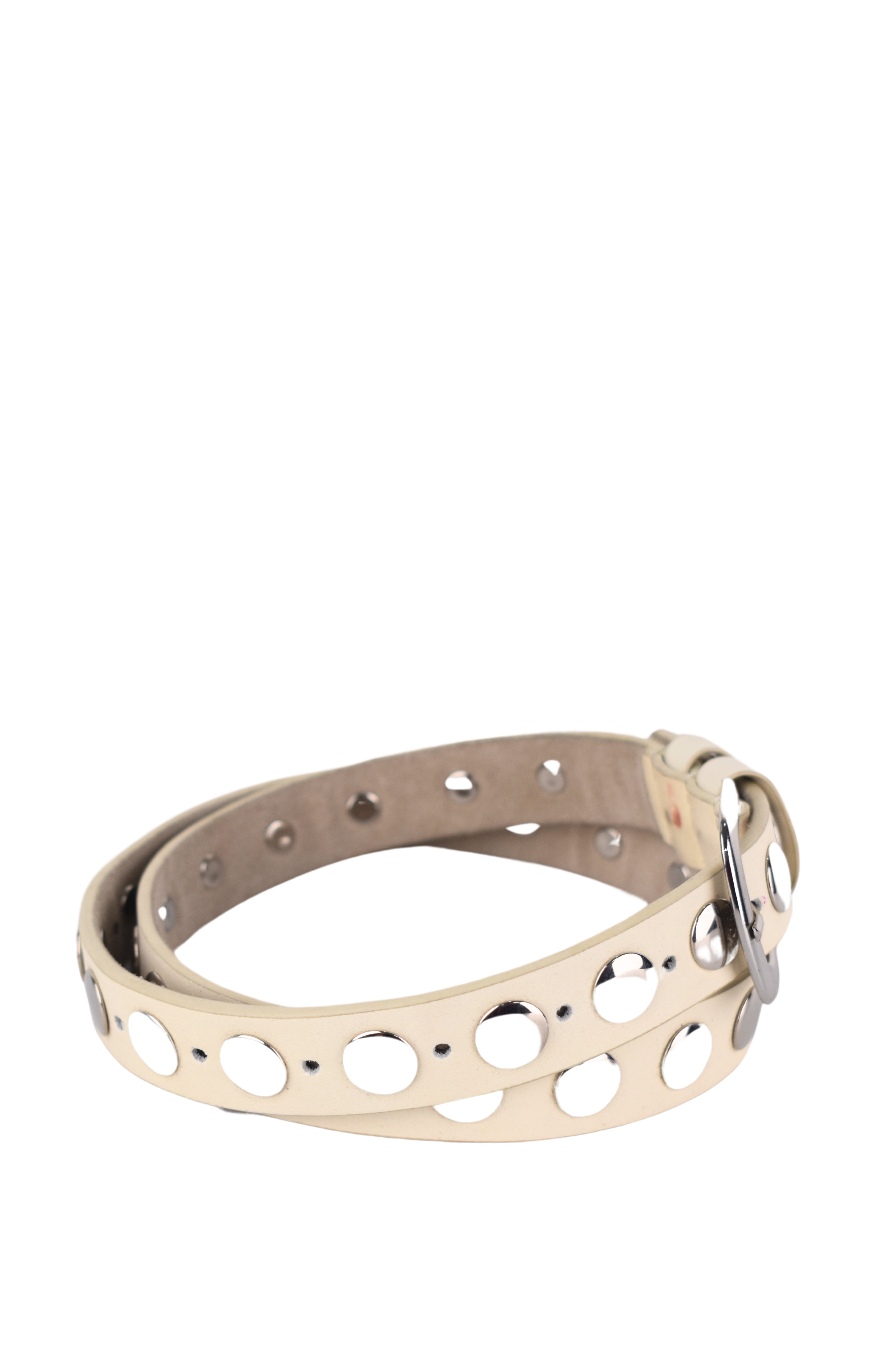 Ivory Pulse Grommet Leather Belt