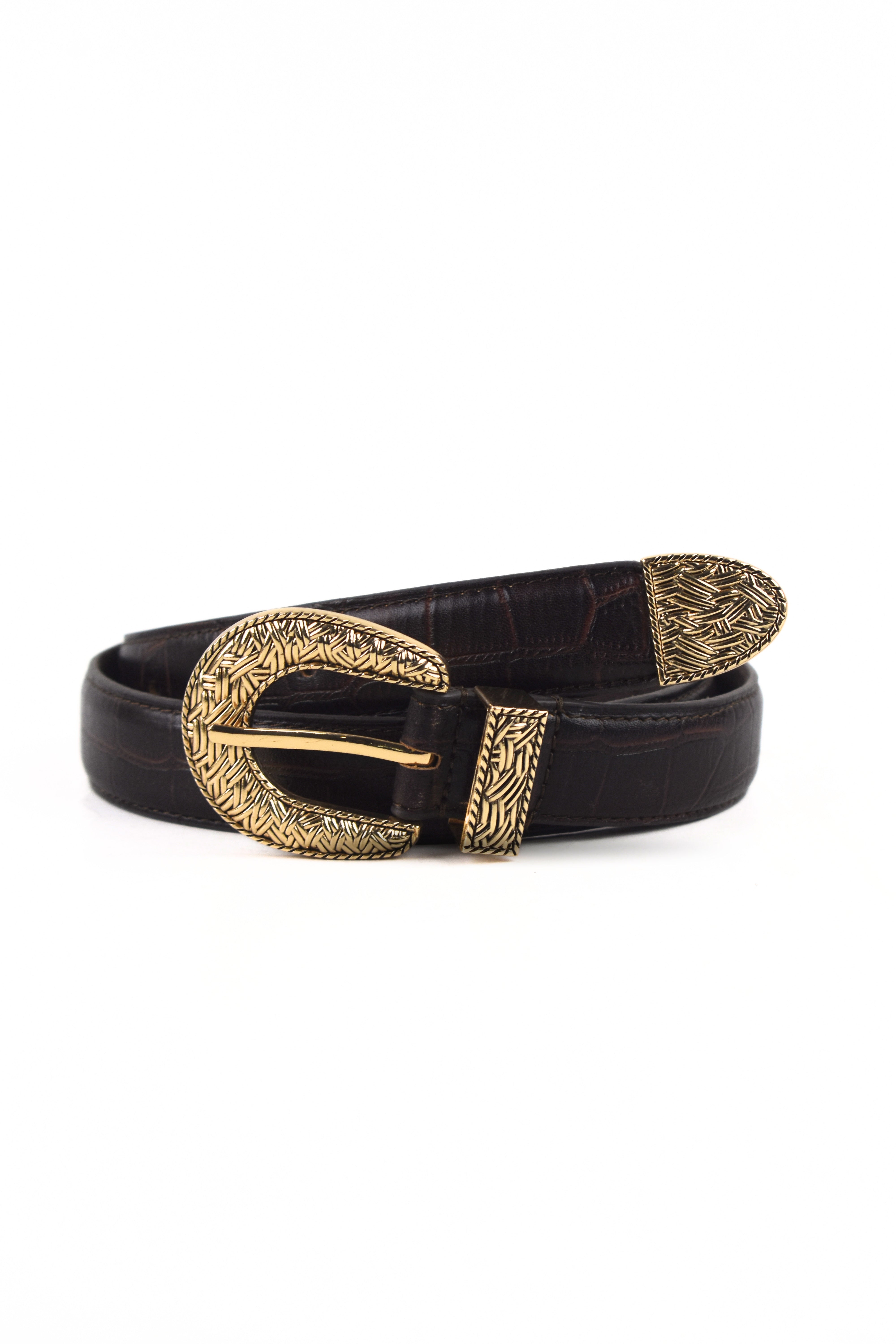 Noir Regal Croc Leather Belt