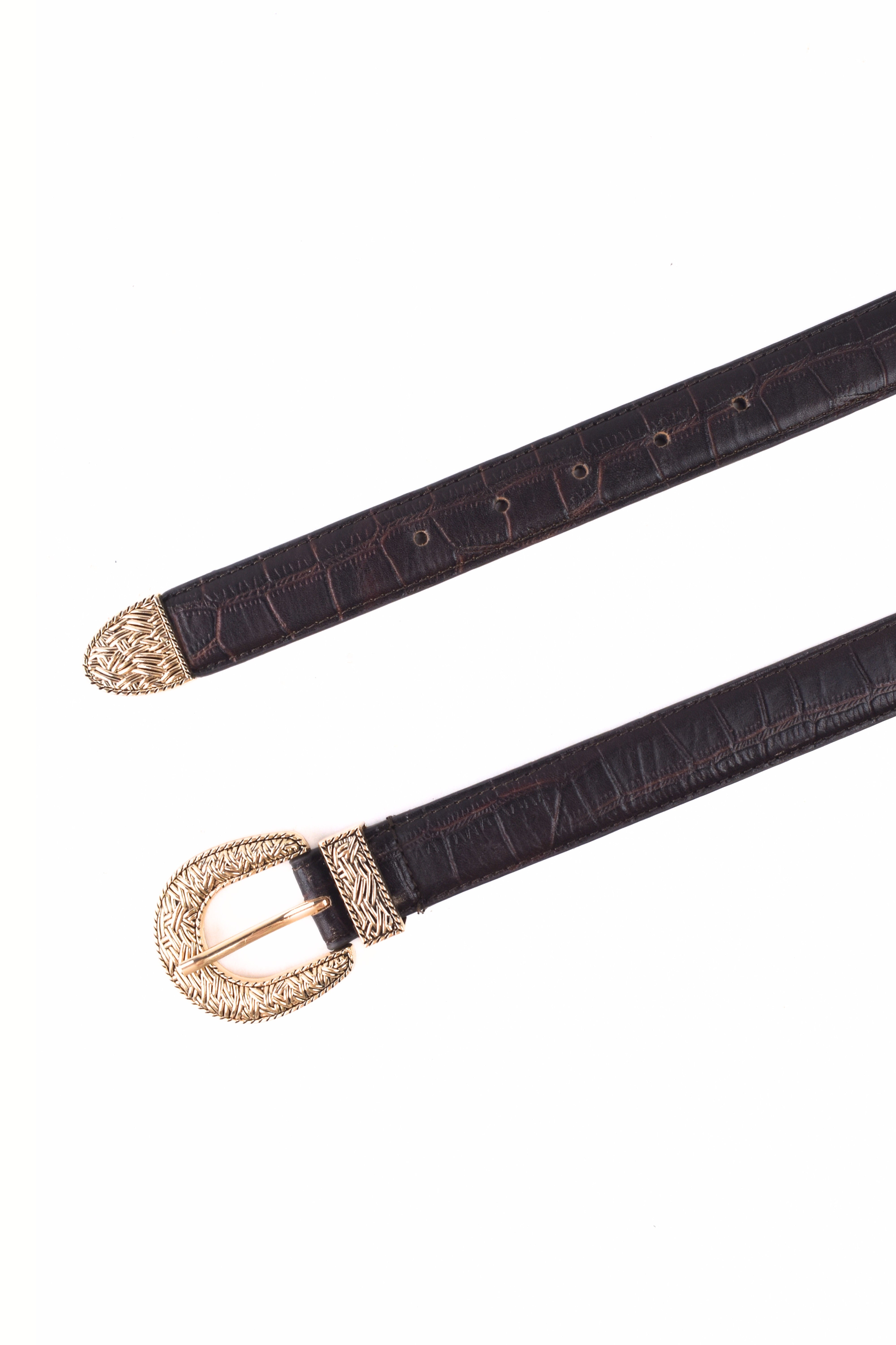 Noir Regal Croc Leather Belt