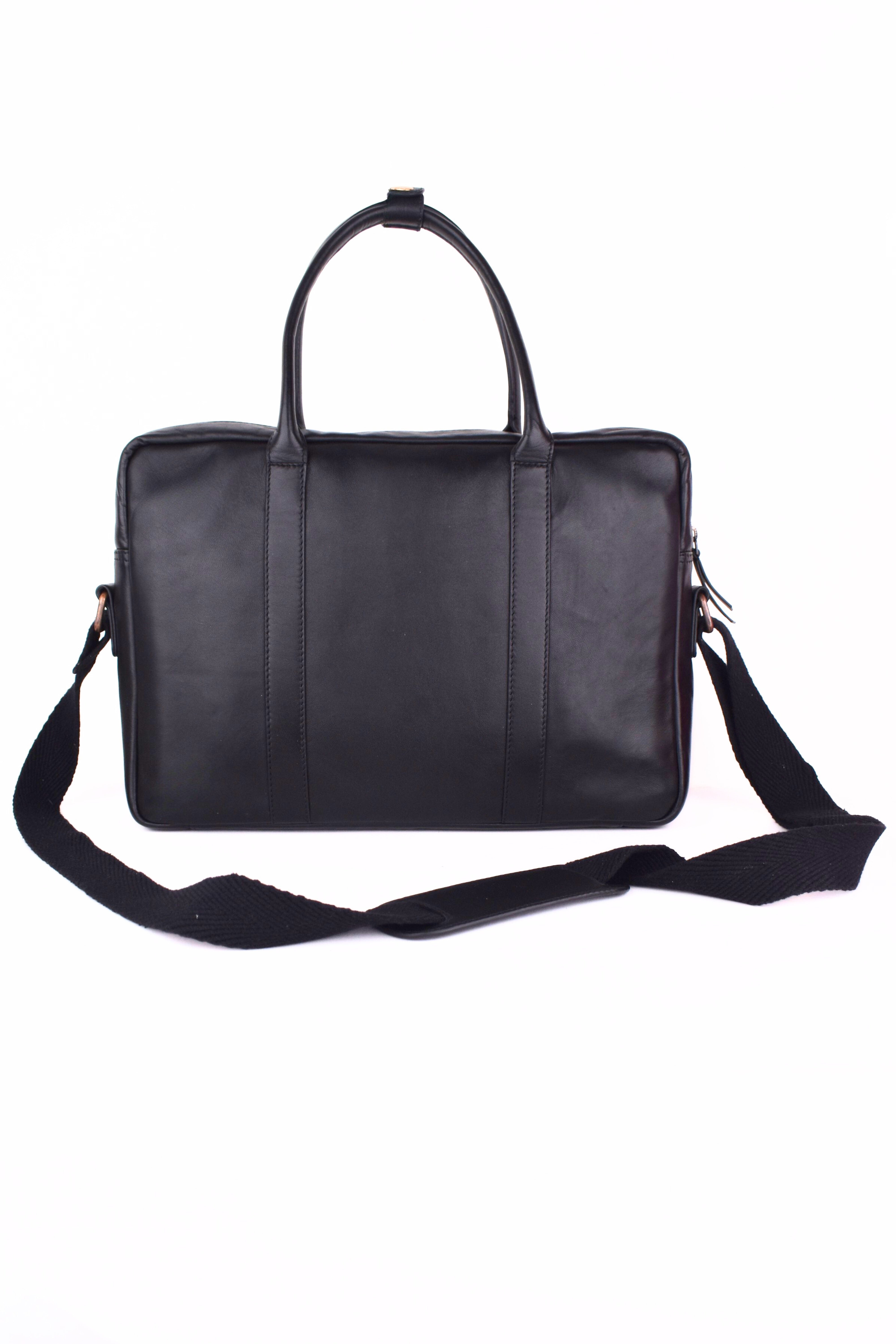 Executive Black Leather Laptop Bag