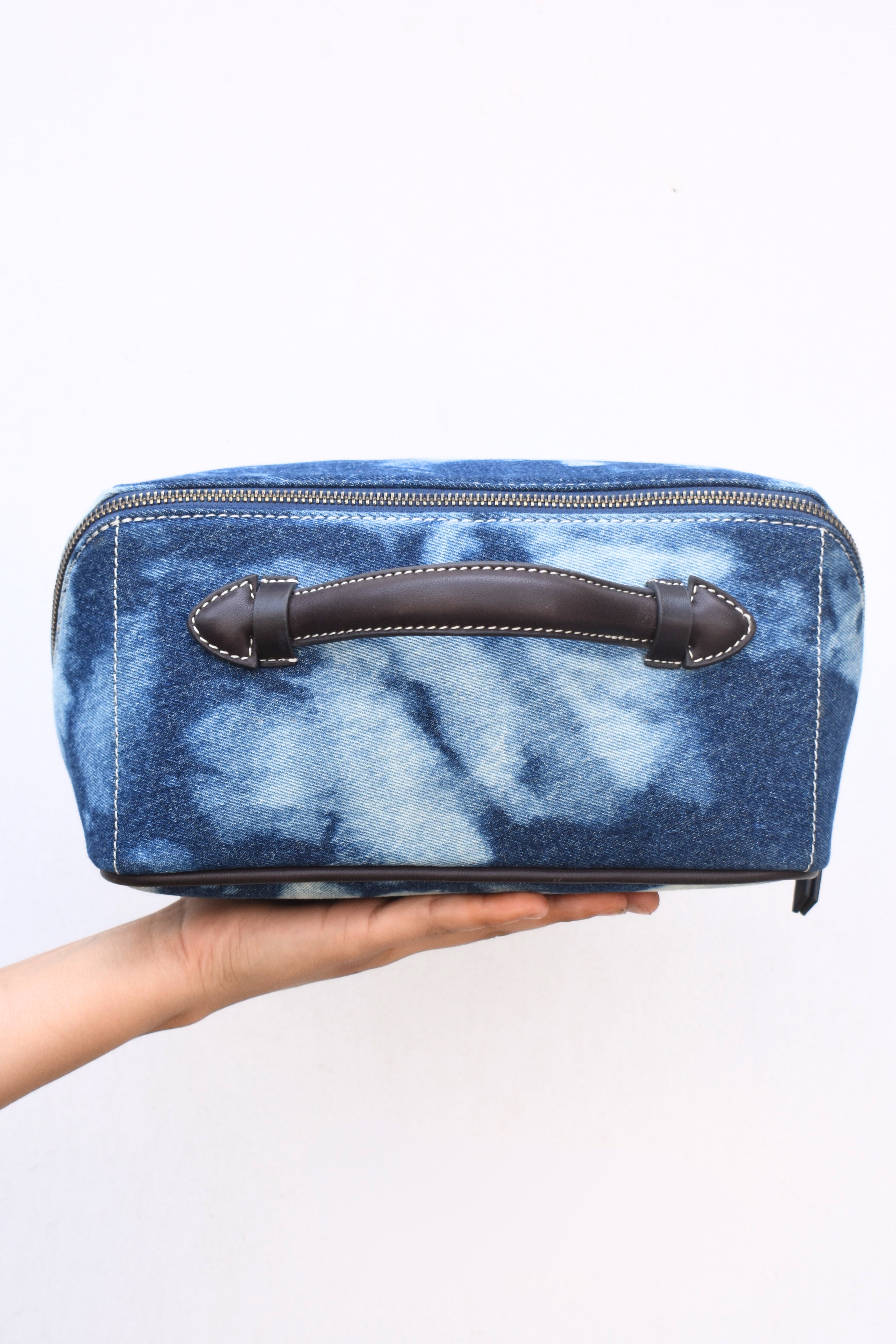 Denim & Leather Travel Pouch