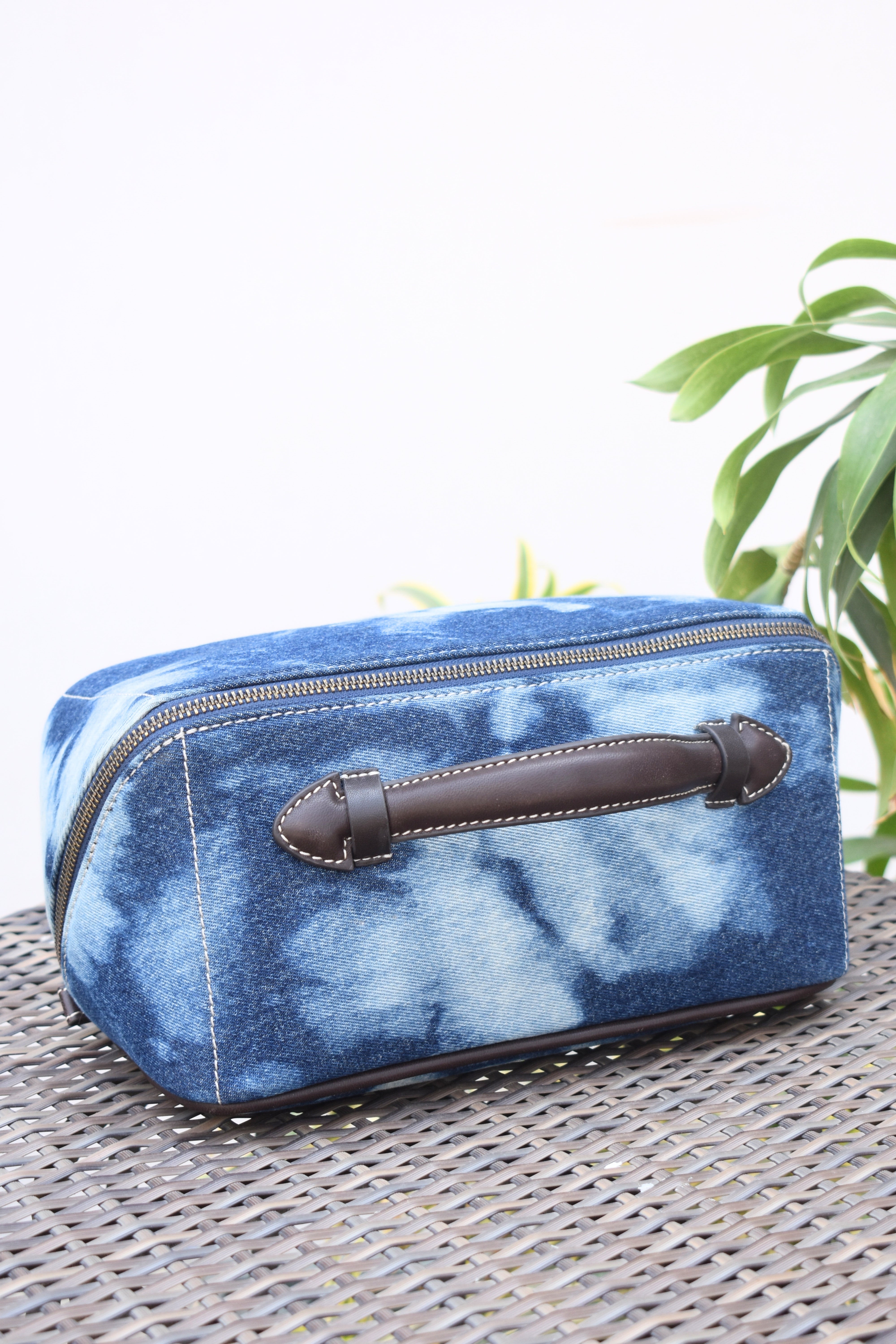 Denim & Leather Travel Pouch