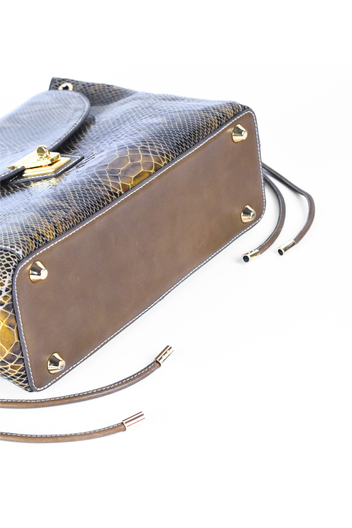 Snake Foil Leather Flap Shoulder Bag