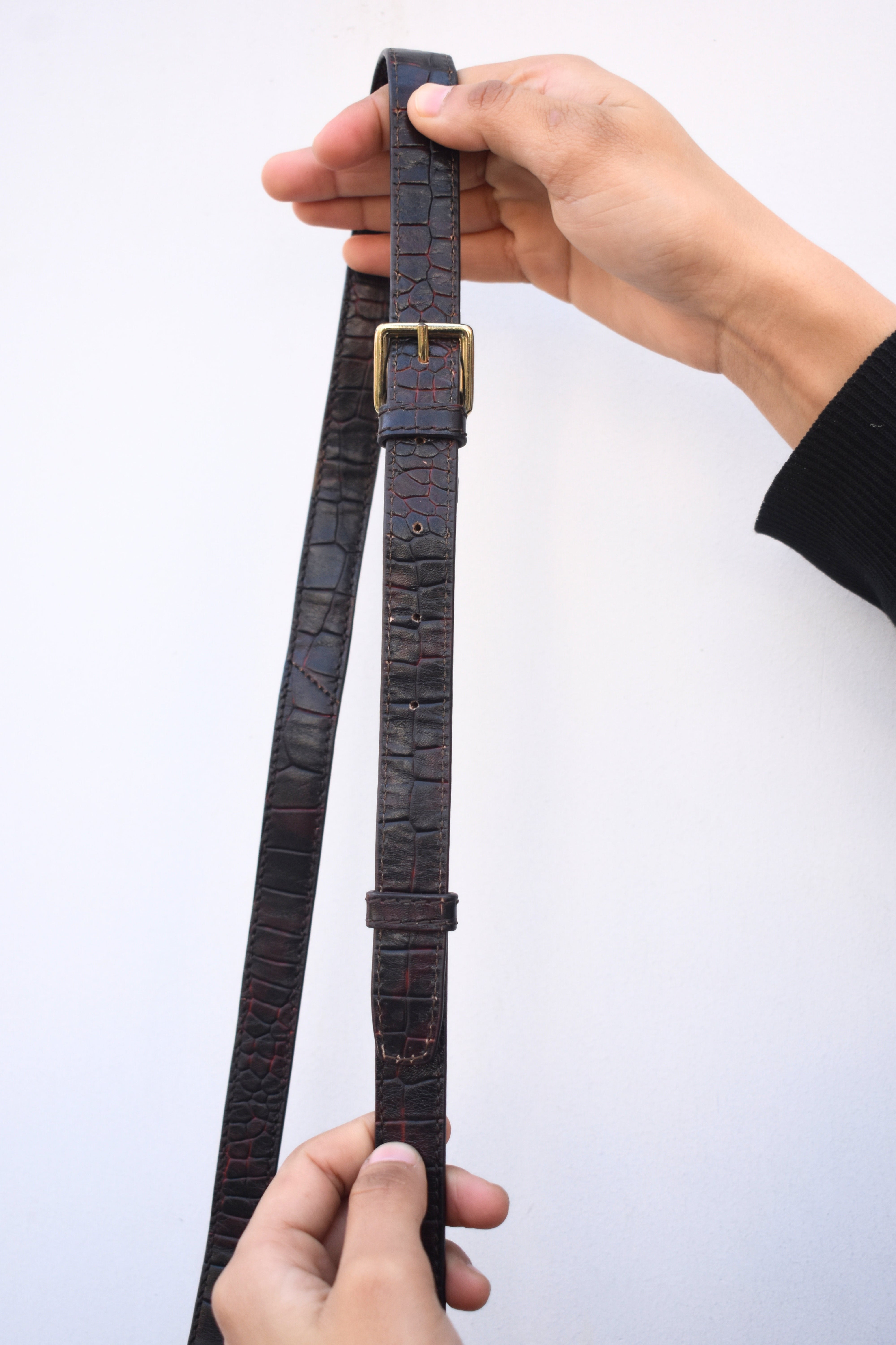 Vintage Croc-Embossed Leather Satchel