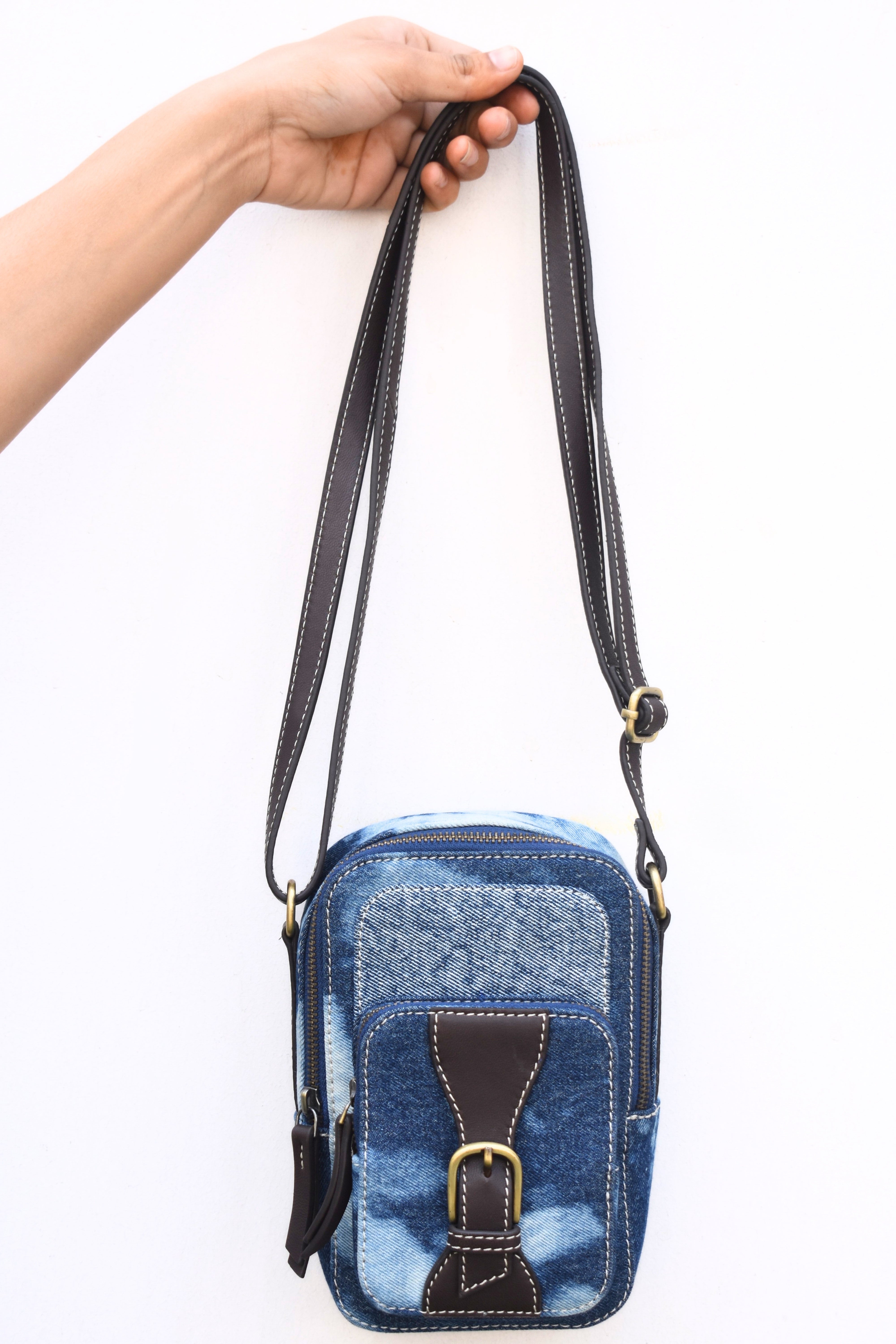 Denim & Leather CrossBody  Bag