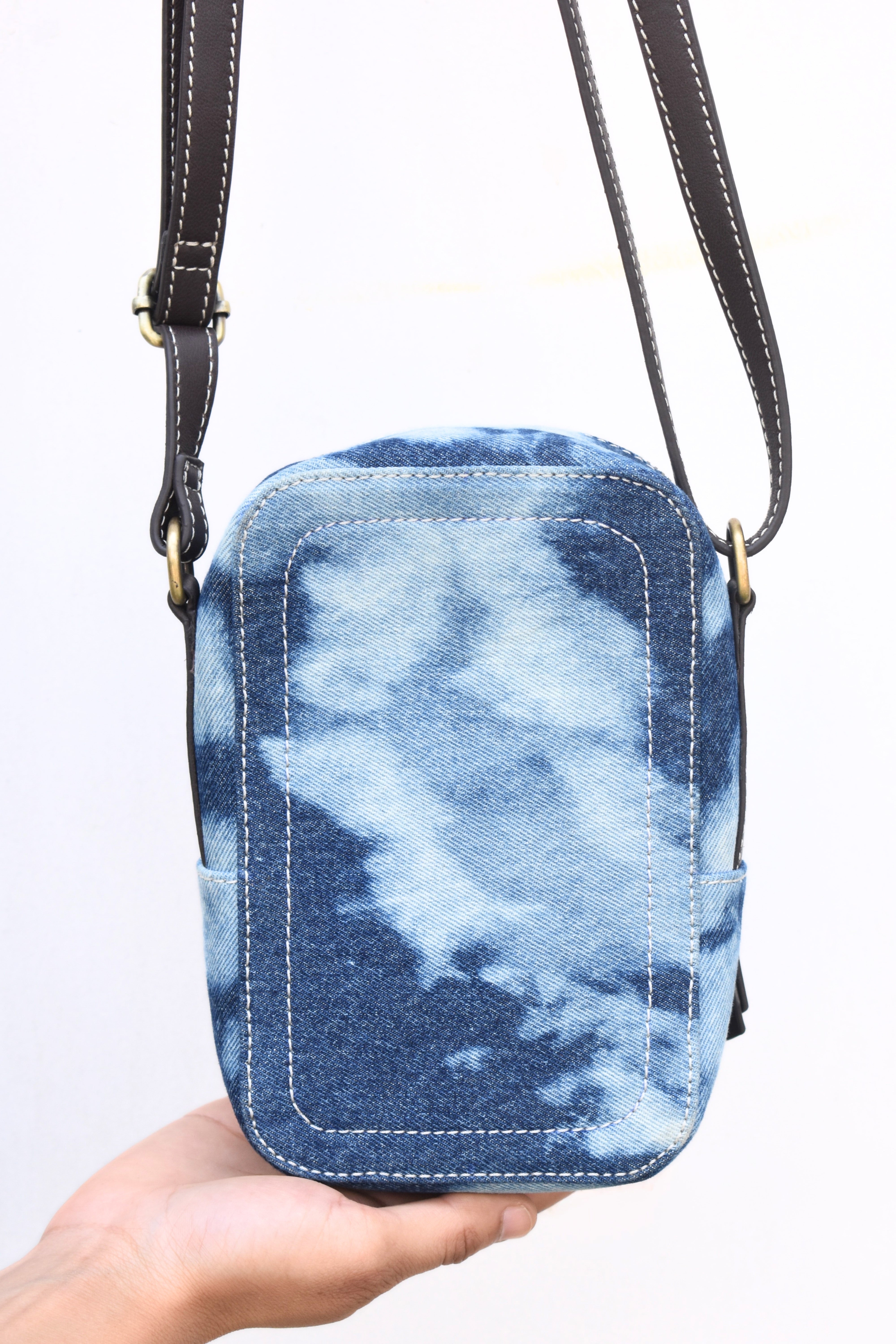 Denim & Leather CrossBody  Bag