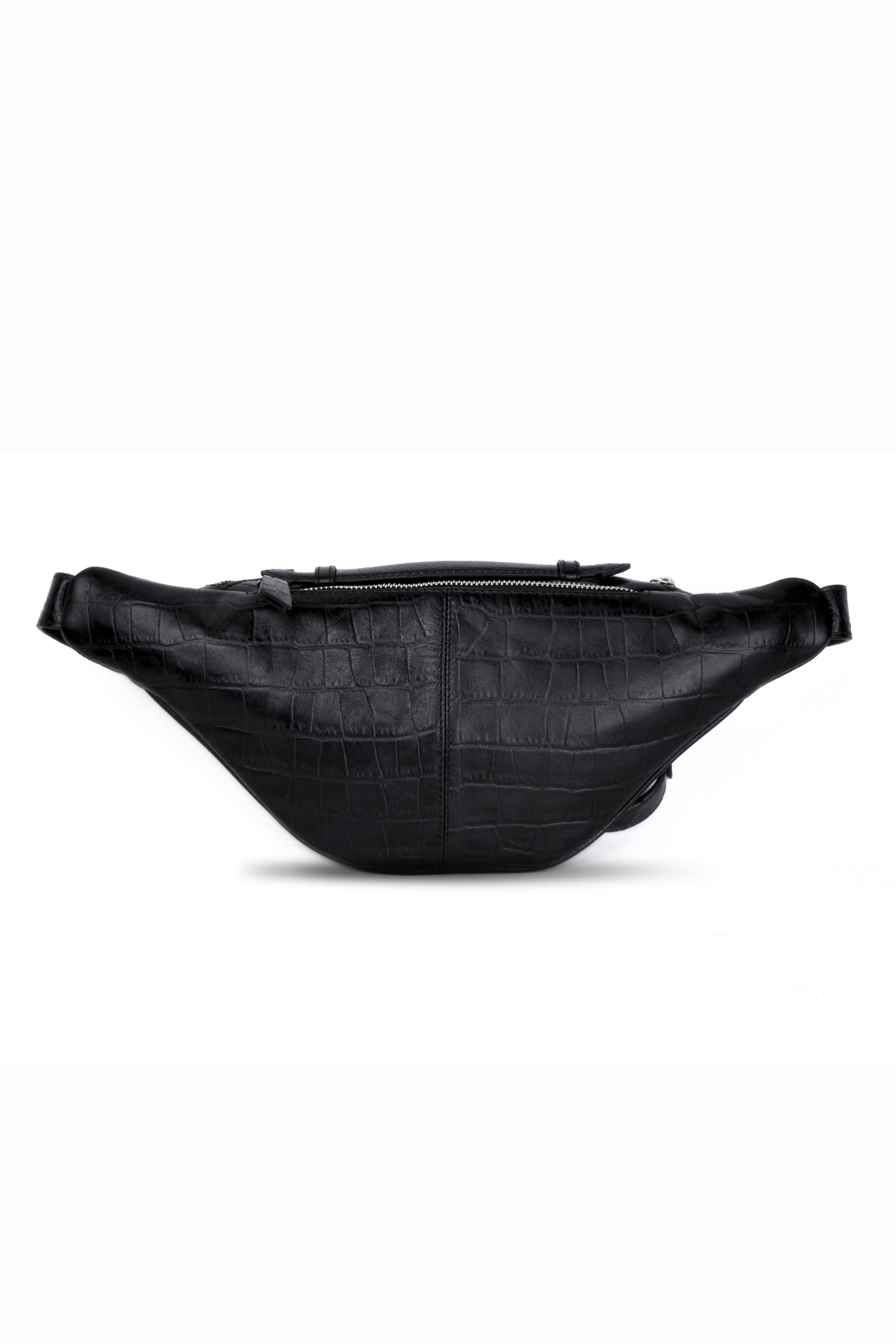 Noir Croc Fanny Bag