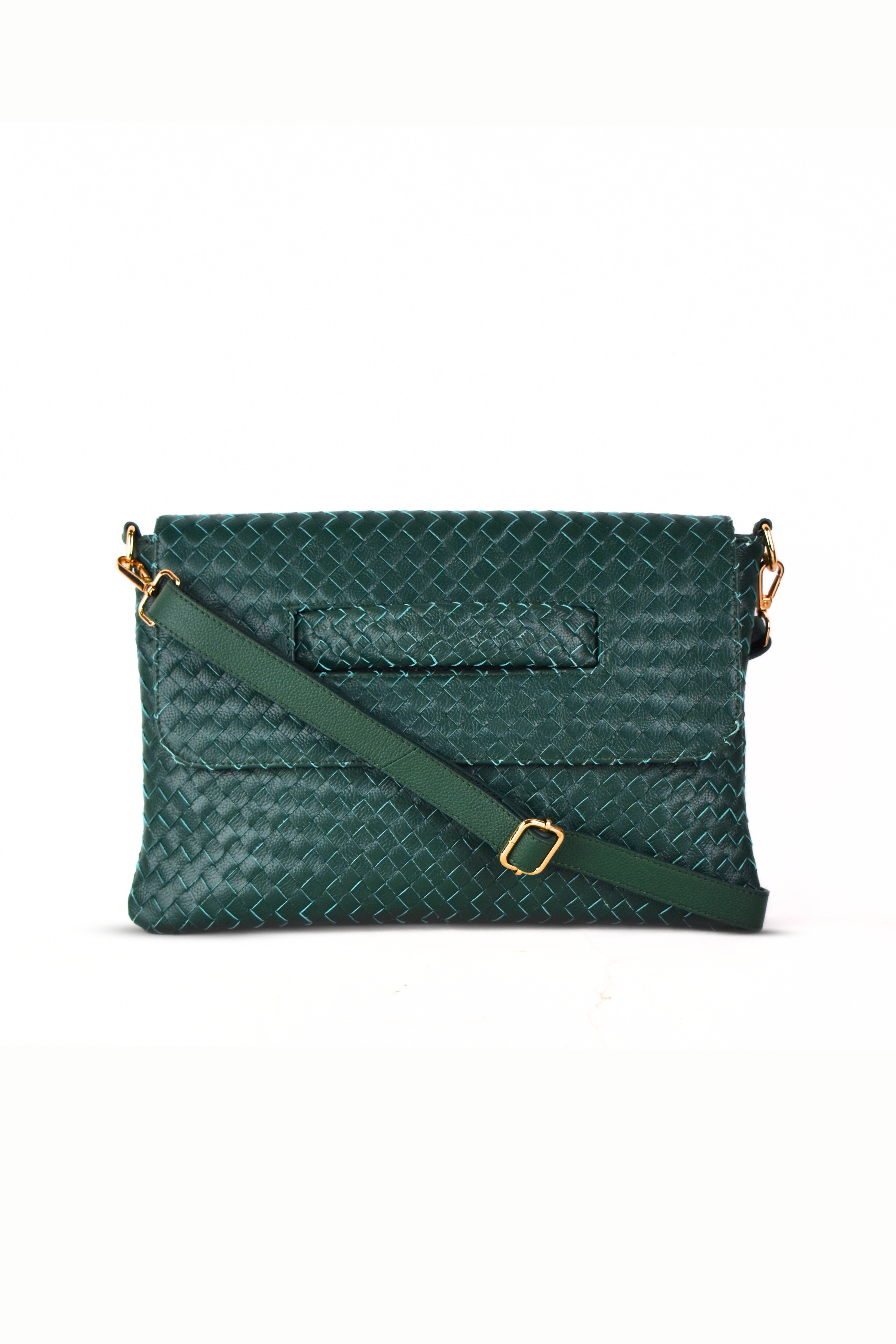 Woven Leather Handheld Crossbody Bag