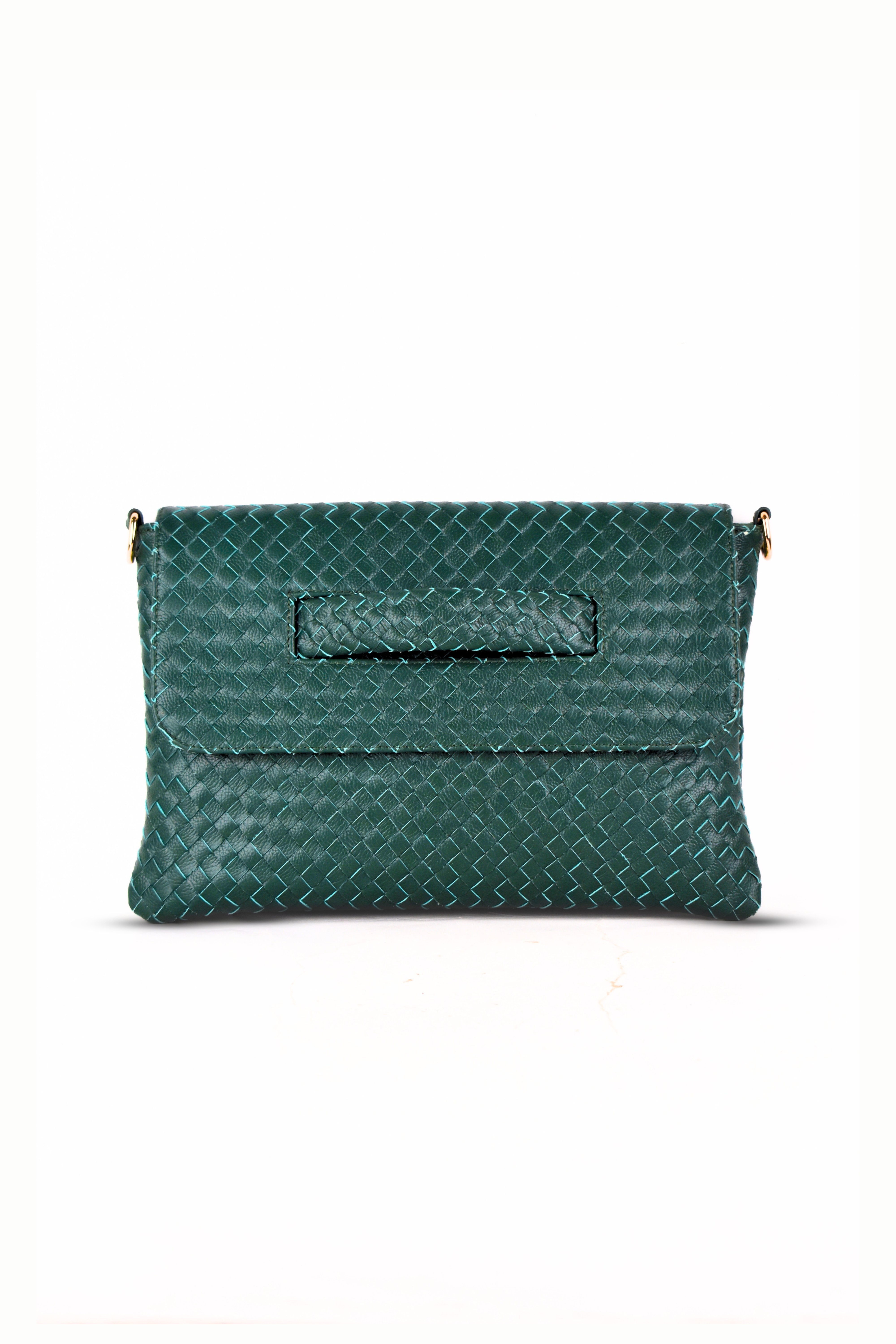Woven Leather Handheld Crossbody Bag