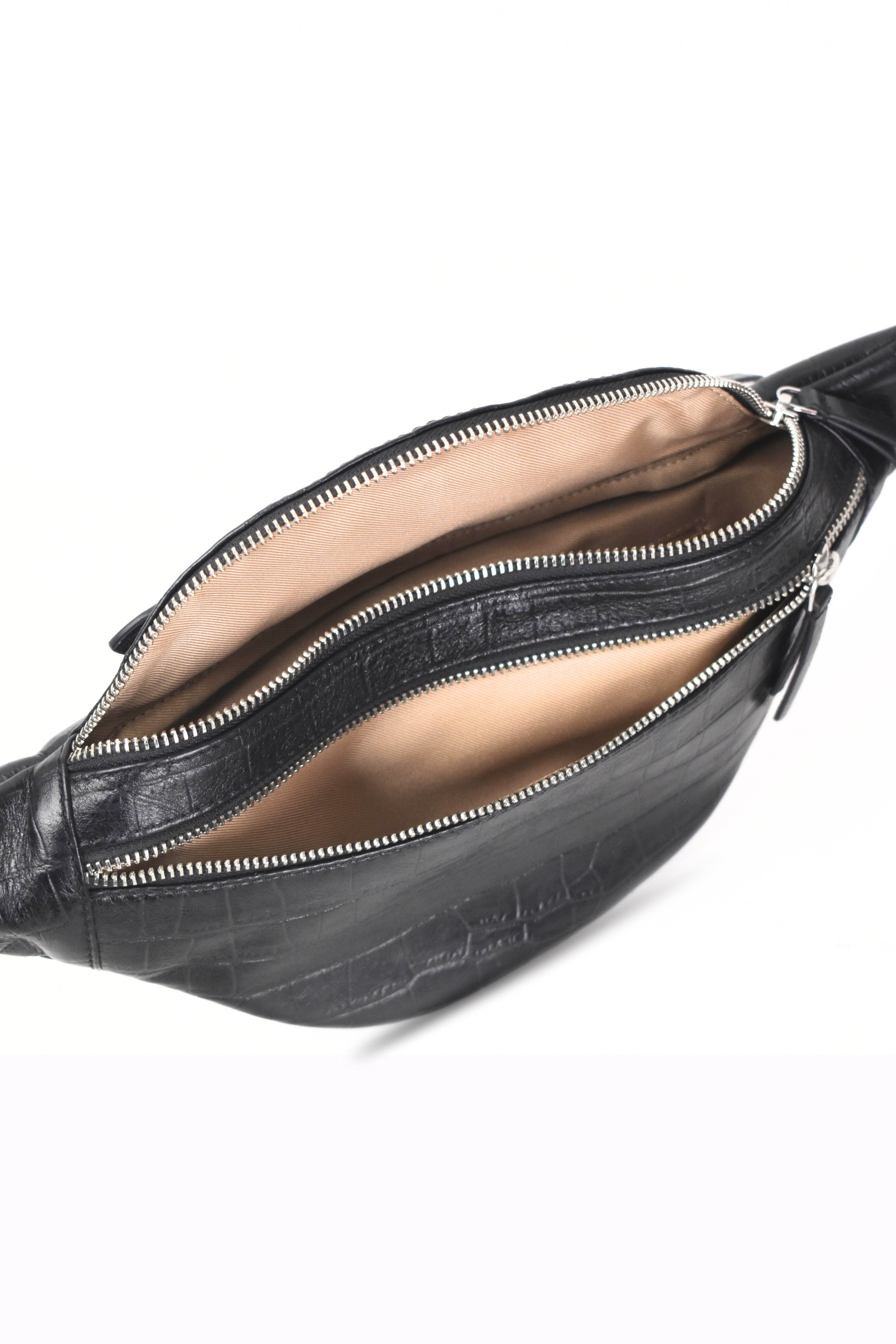 Noir Croc Fanny Bag