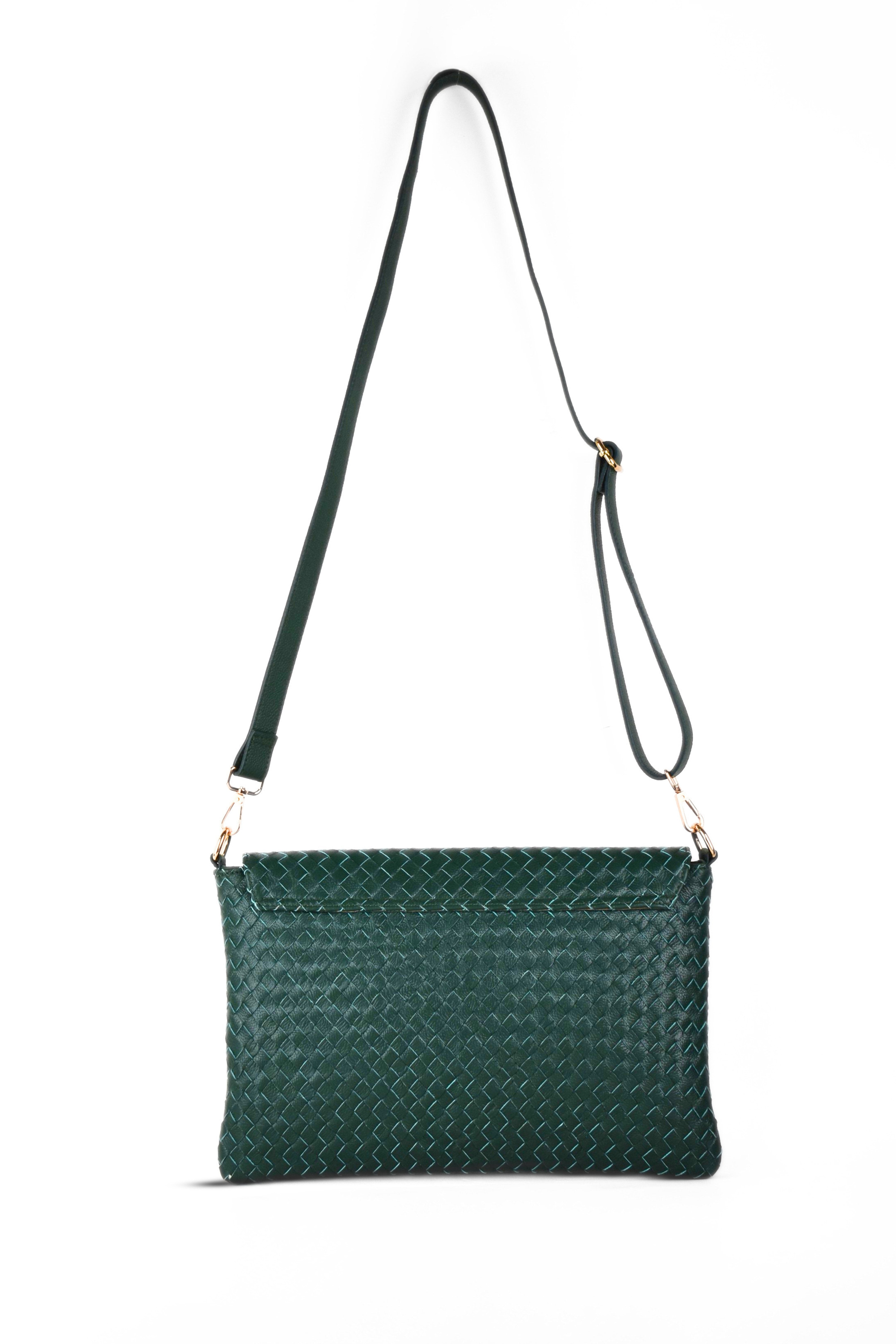 Woven Leather Handheld Crossbody Bag