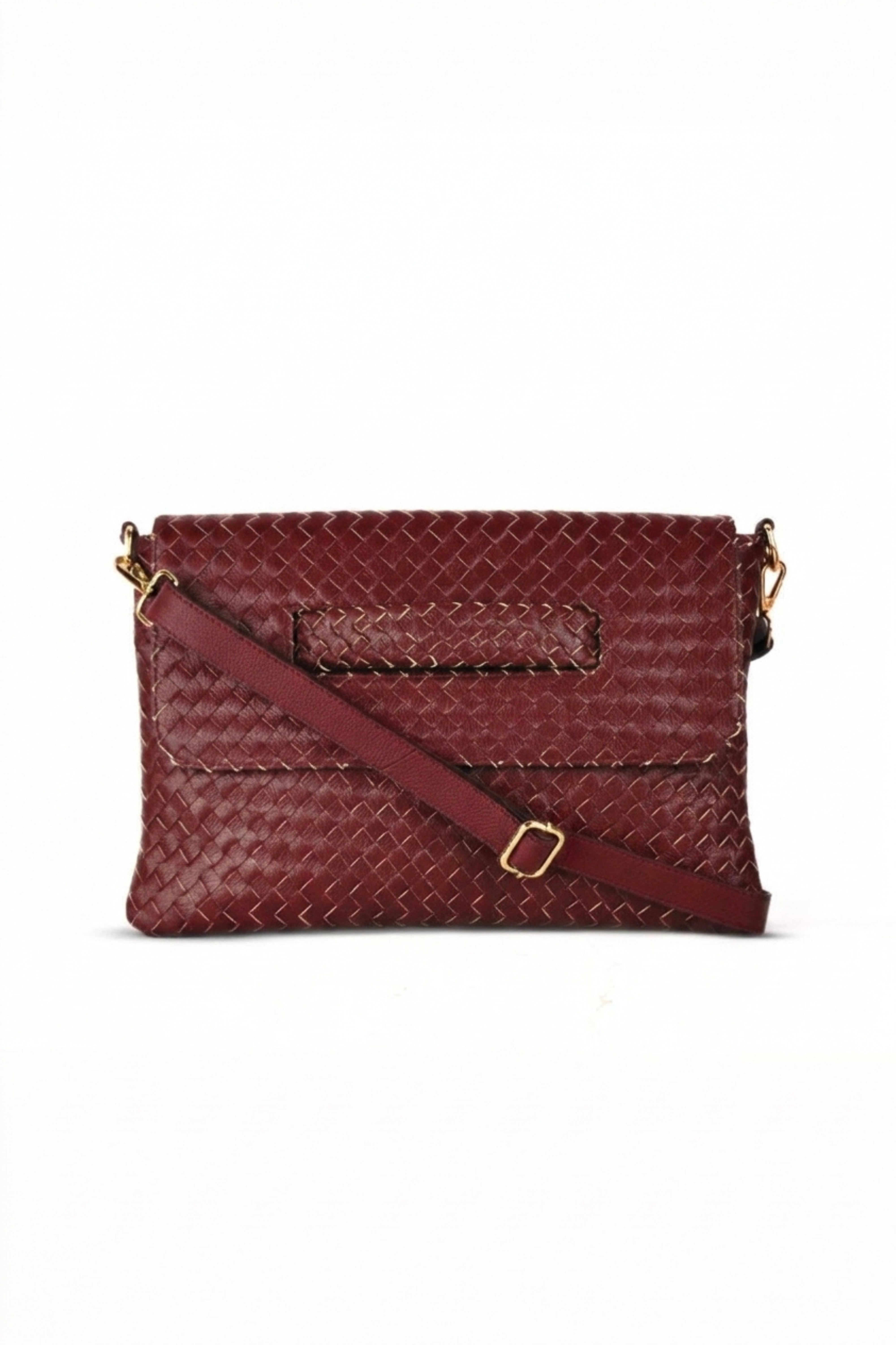 Woven Leather Handheld Crossbody Bag