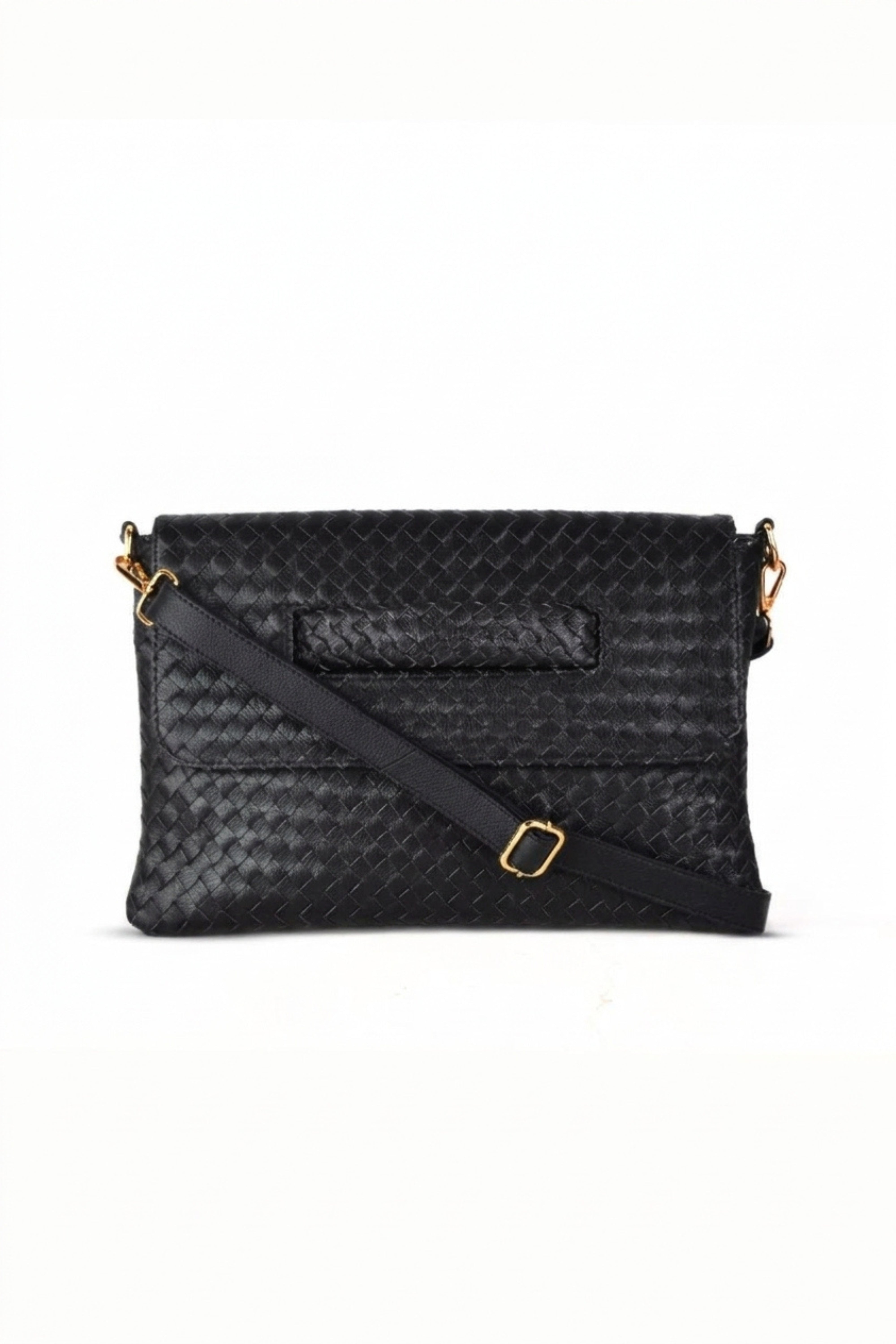 Woven Leather Handheld Crossbody Bag