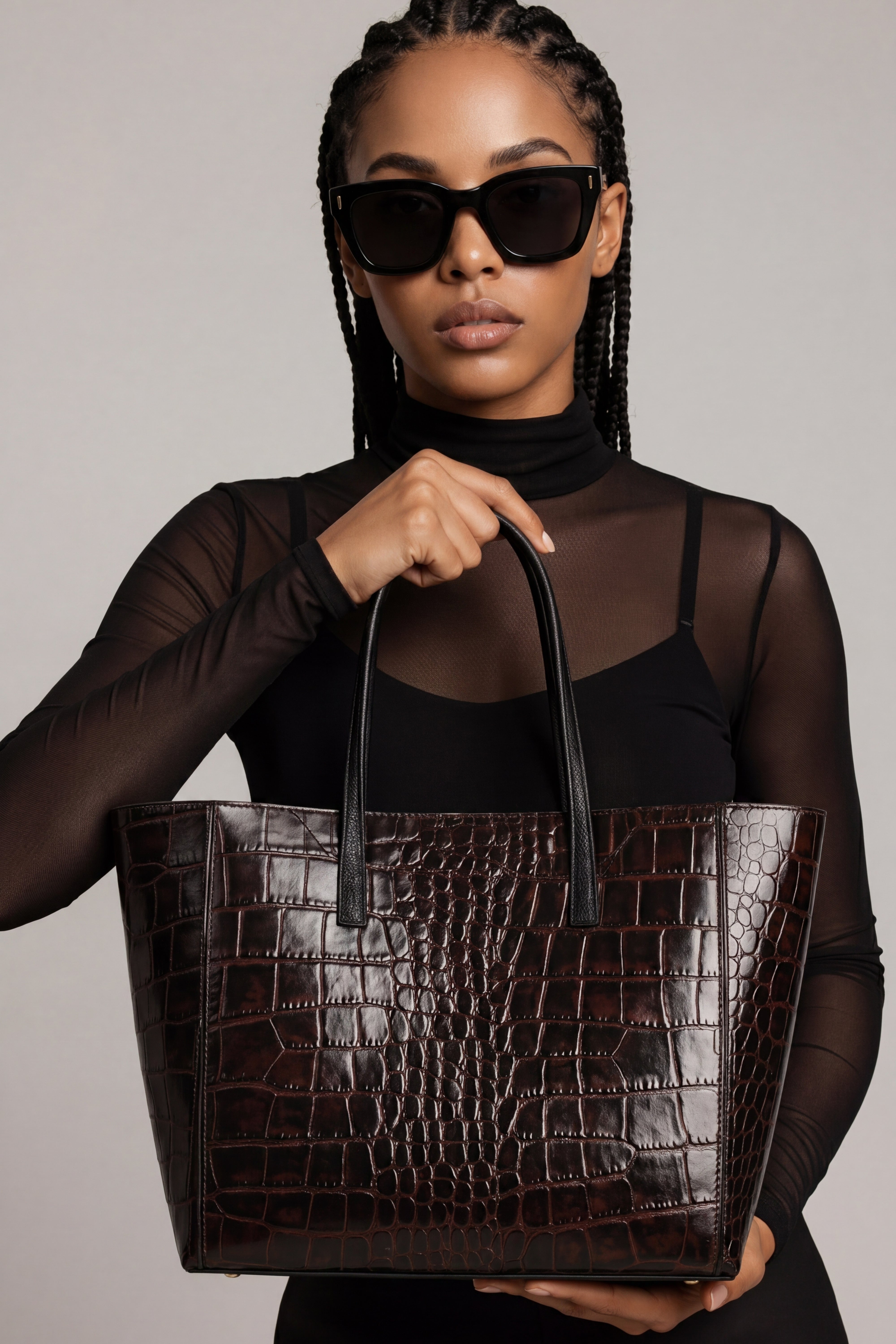 Noir Croco Luxe Tote