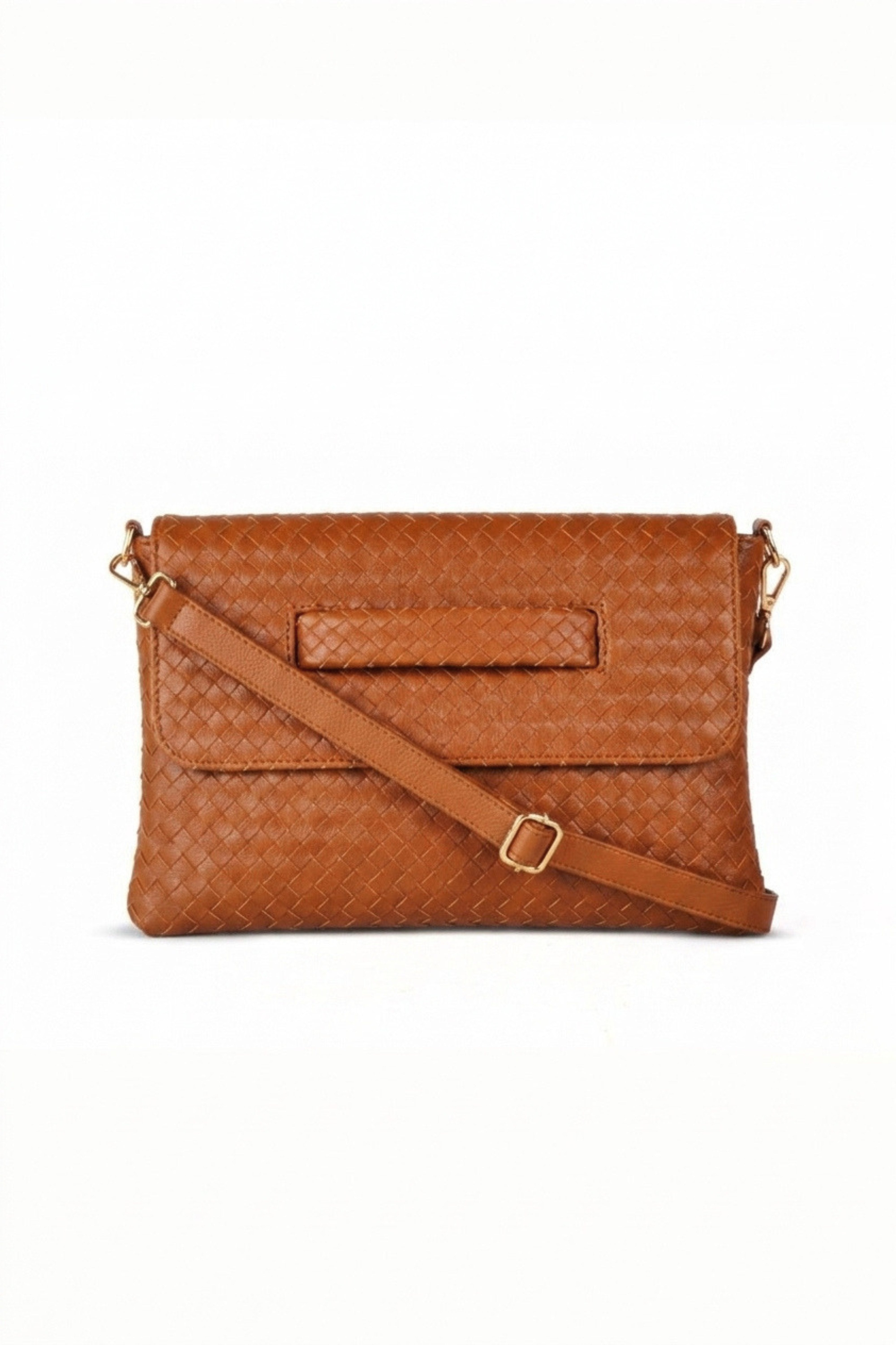 Woven Leather Handheld Crossbody Bag
