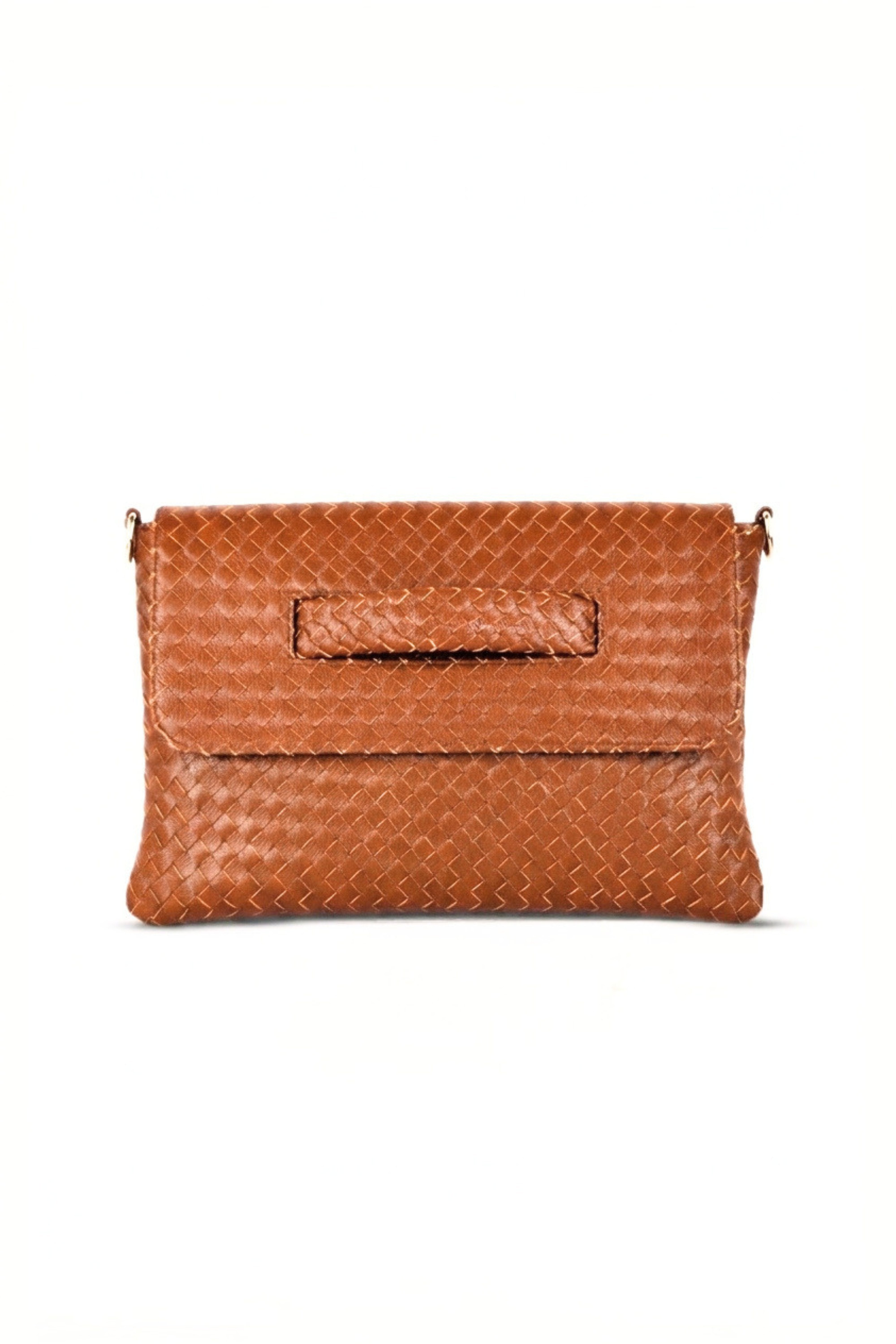 Woven Leather Handheld Crossbody Bag