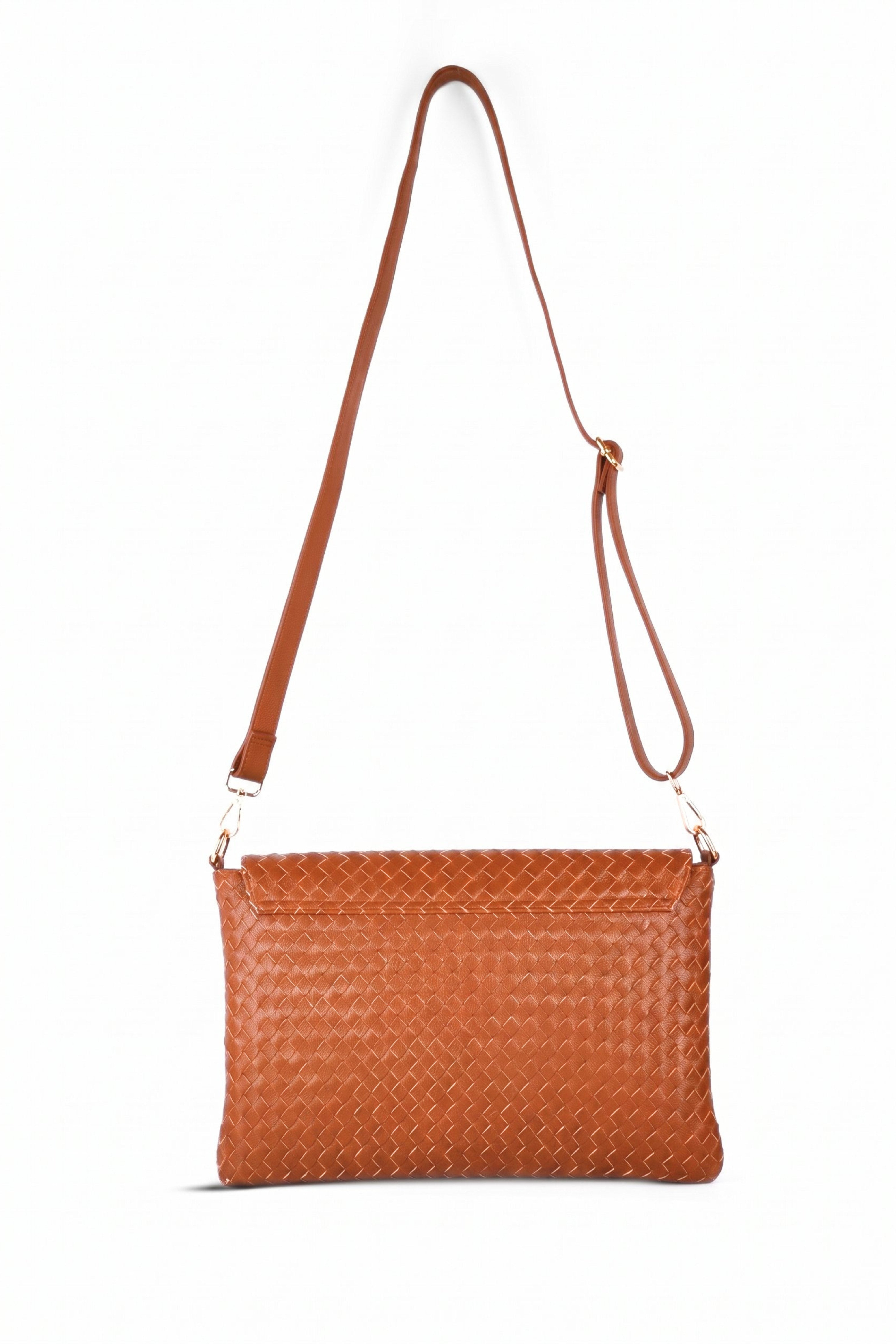 Woven Leather Handheld Crossbody Bag