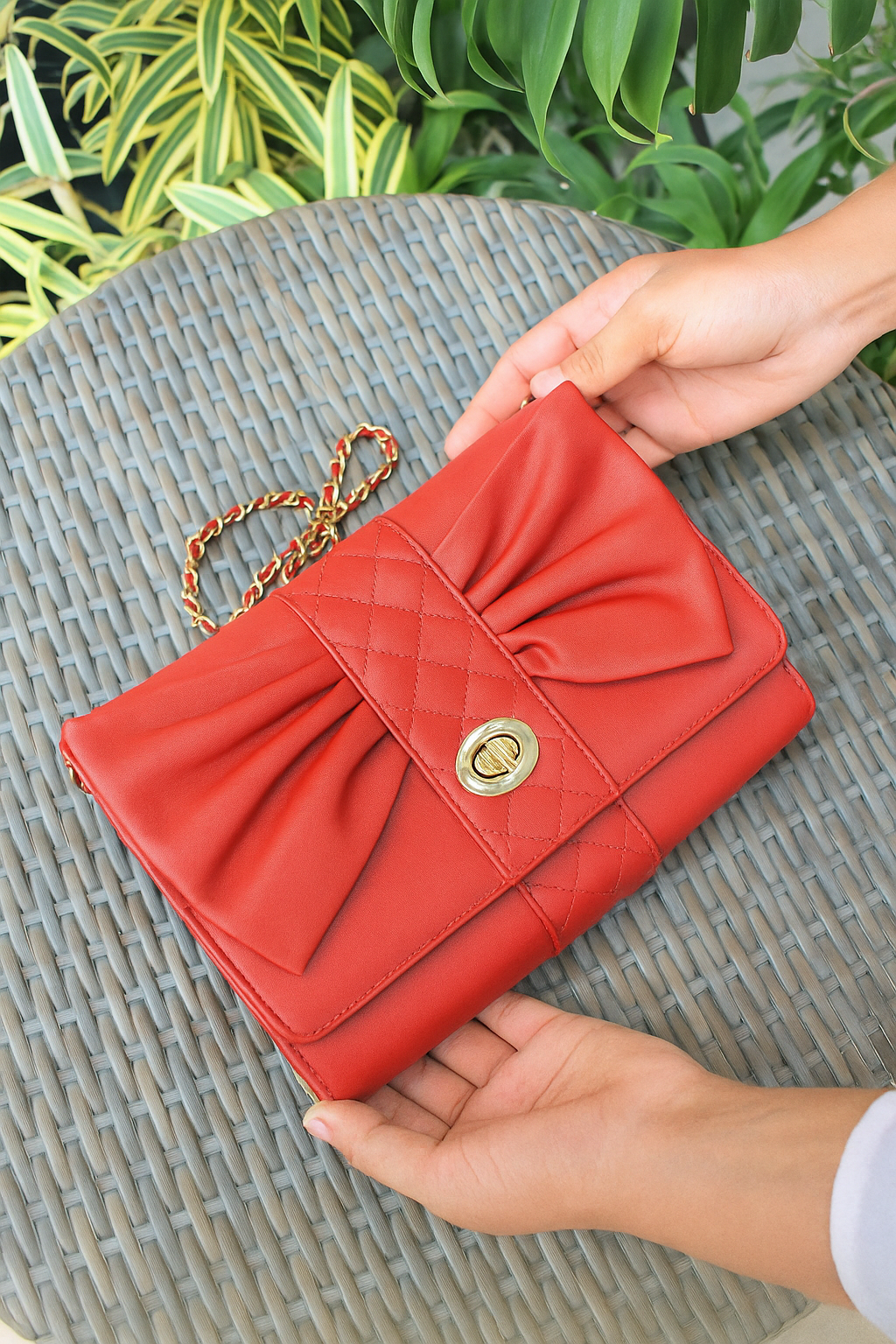 Petal Bow Leather Bag