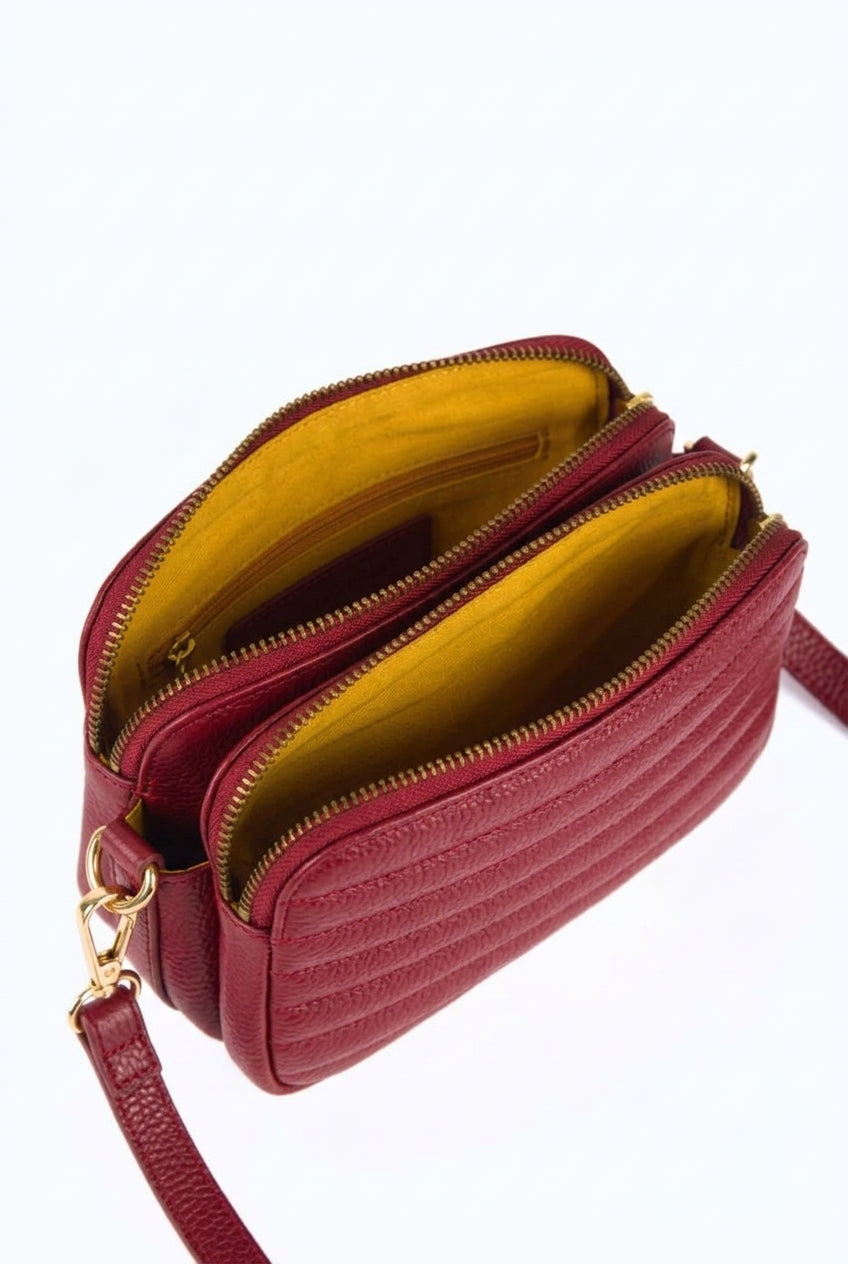 Mila Suede Crossbody Bag - Grained Leather