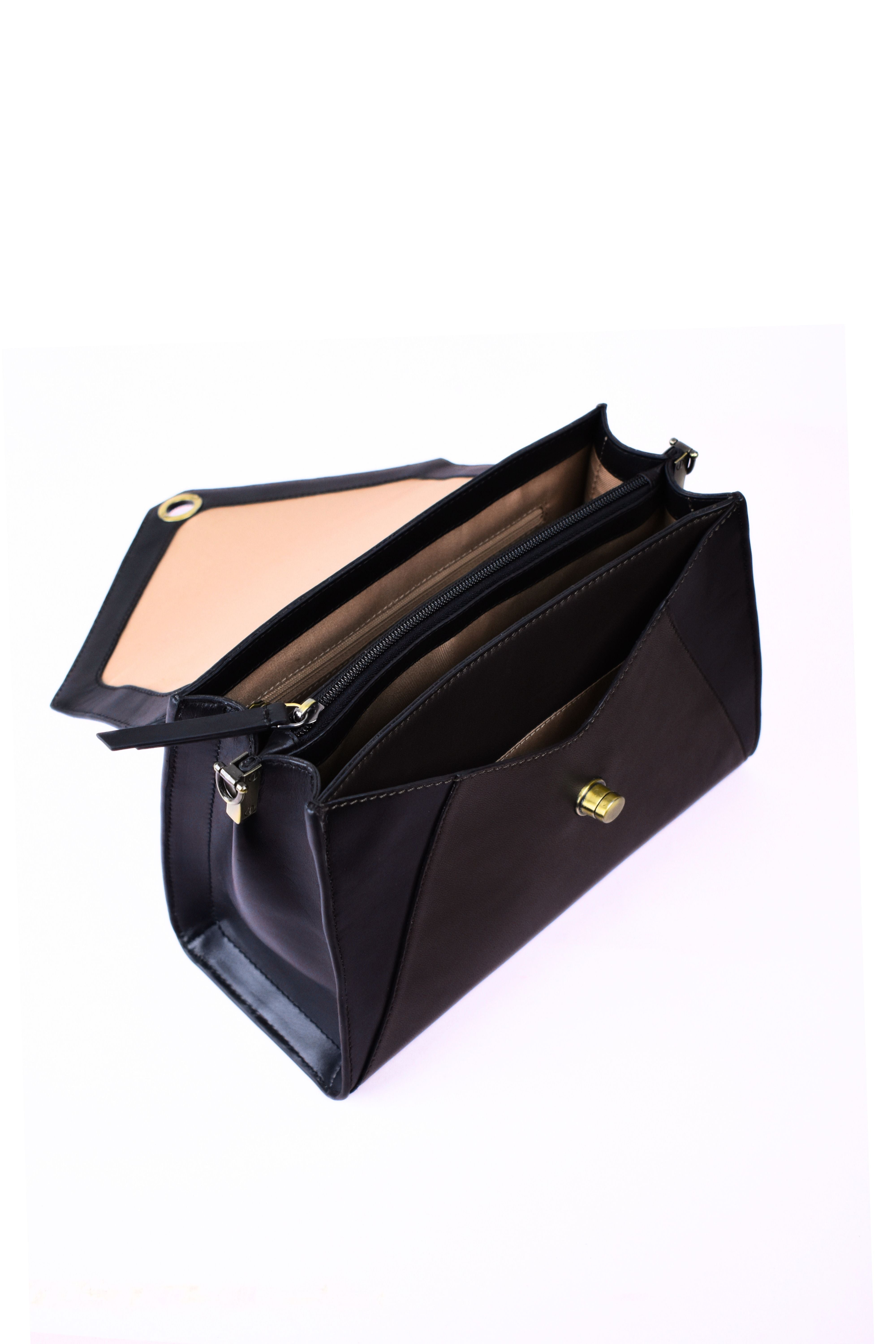Luna Facet Leather Satchel
