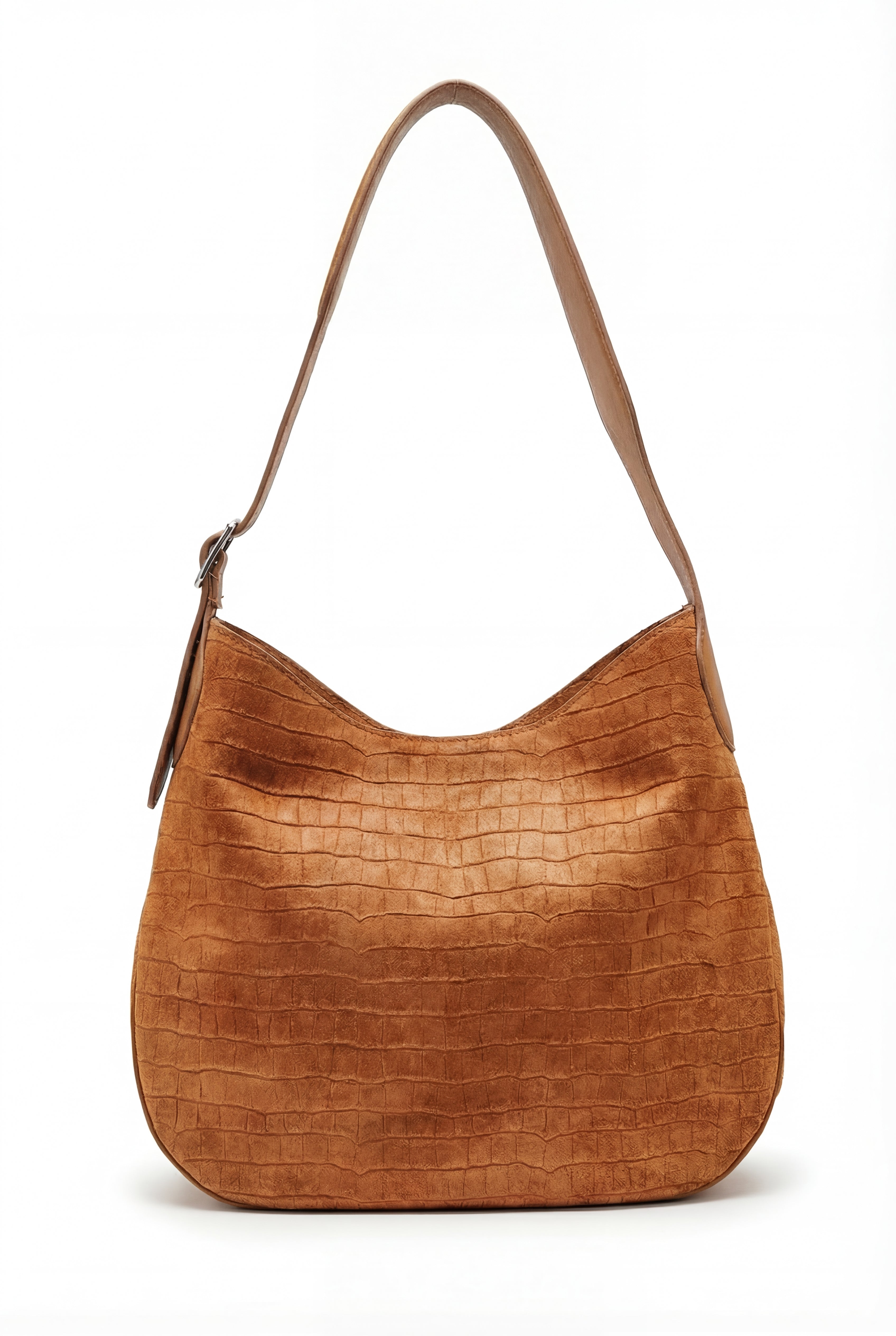Caramel Croc Suede Bag